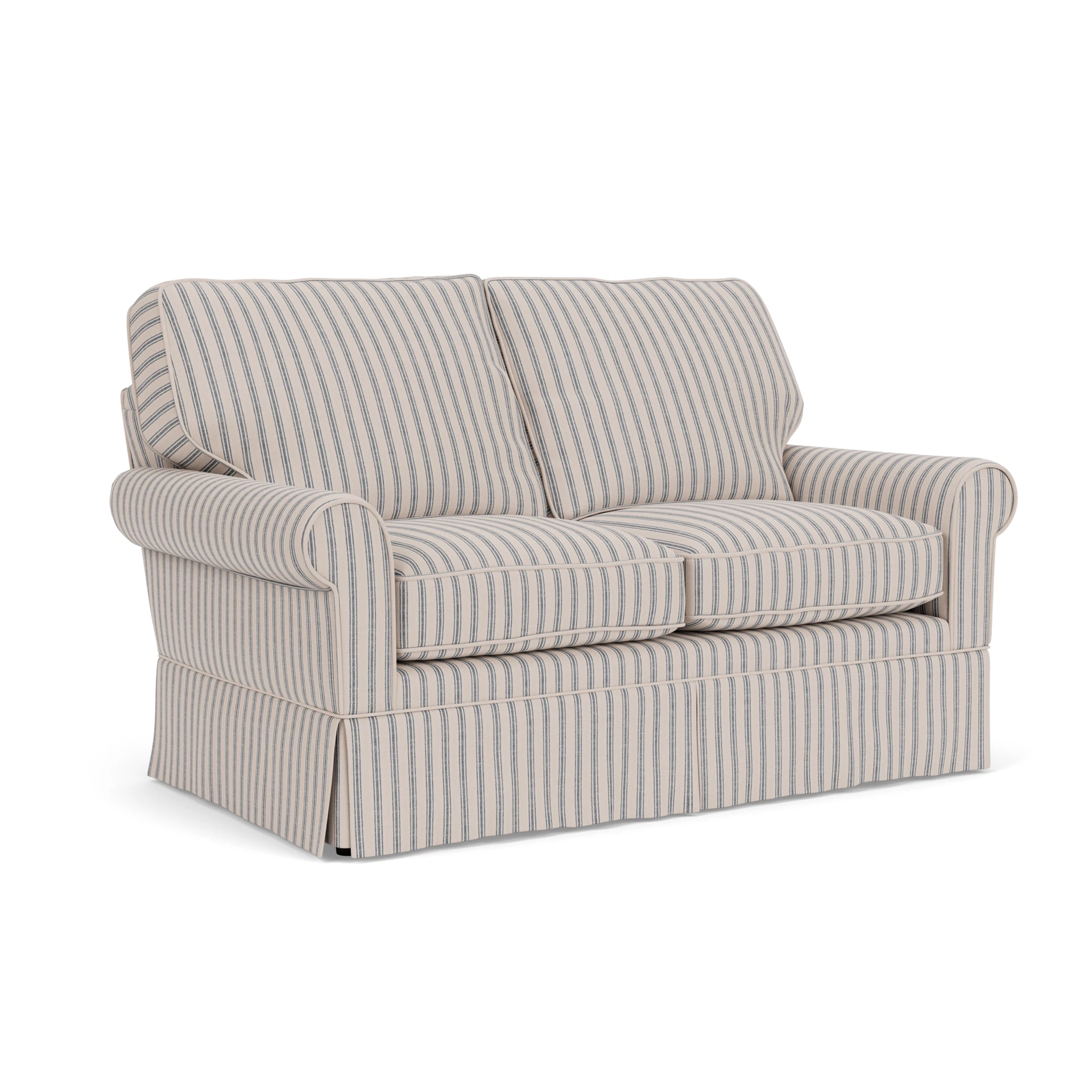 Dawson 2 Seater Sofa in Kingham Stripe - Indigo with undefined legs