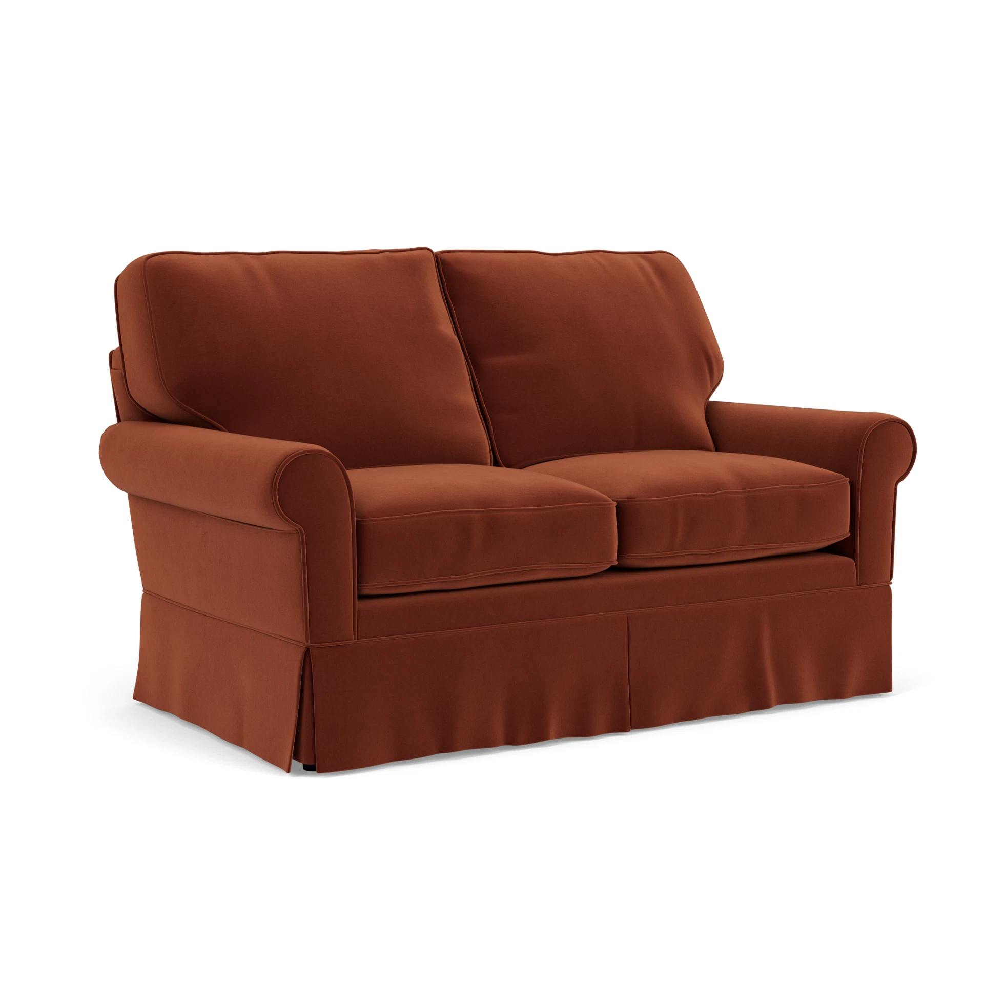 Dawson 2 Seater Sofa in Matt Velvet - Brick with undefined legs
