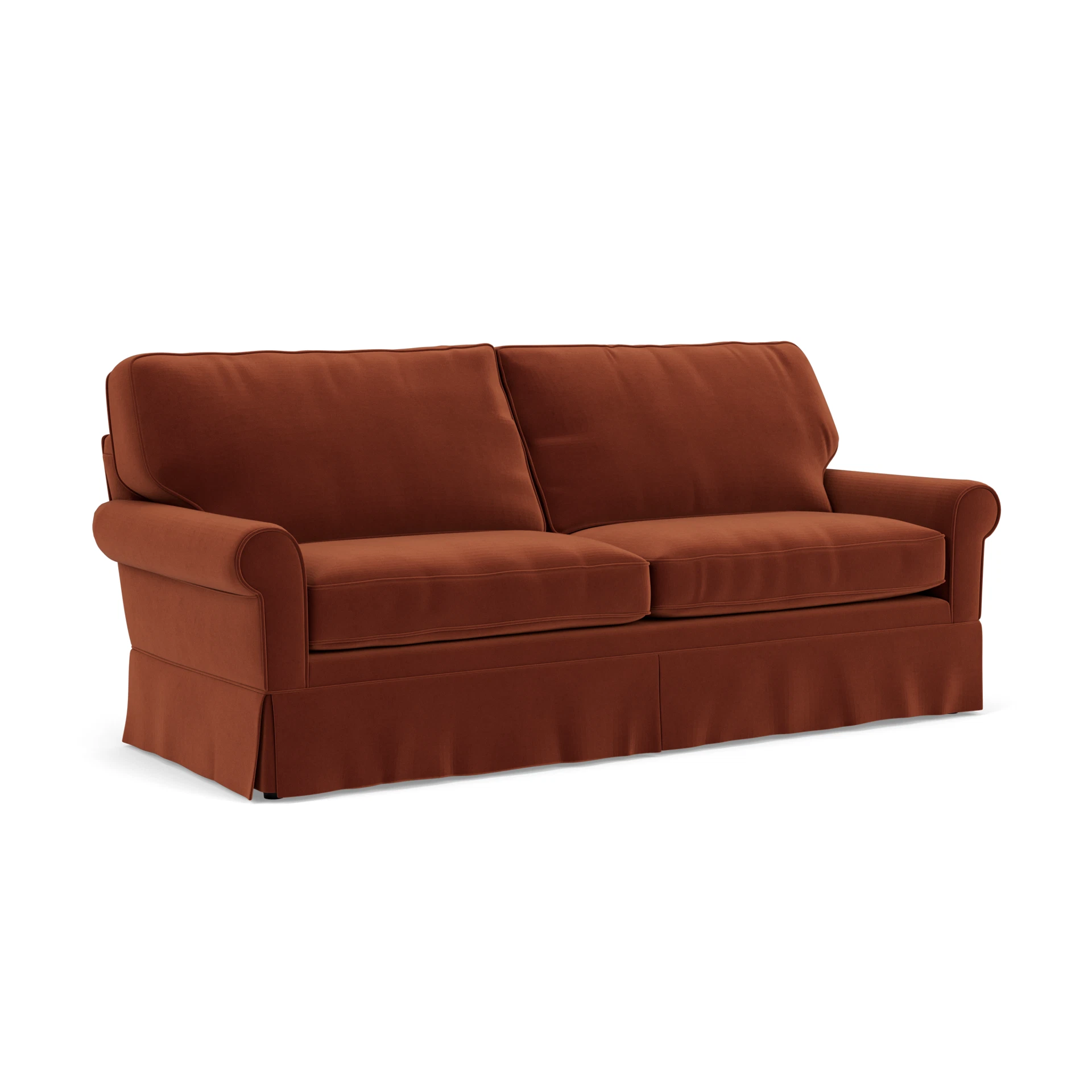 Dawson 4 Seater Sofa in Matt Velvet - Brick with undefined legs