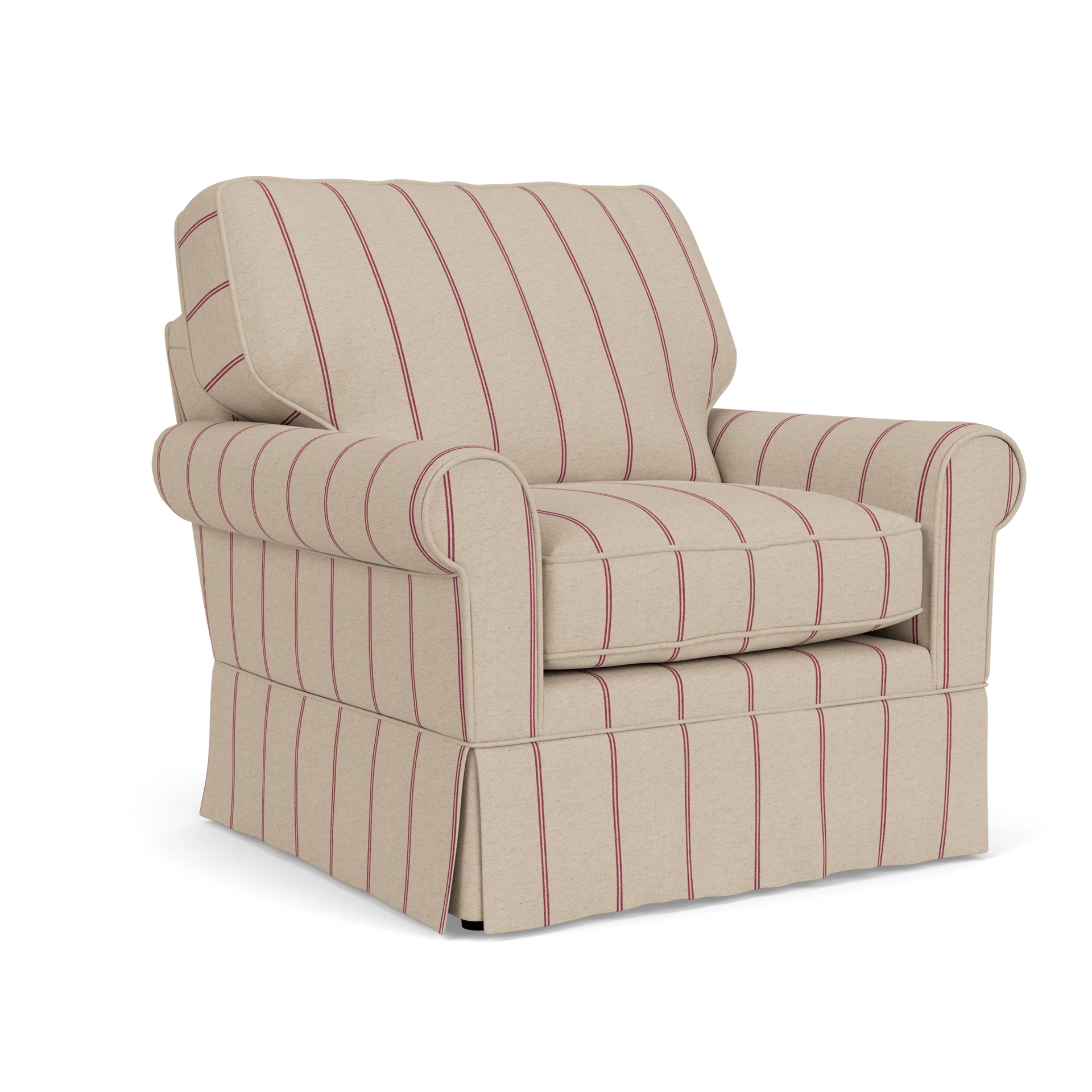 Dawson Armchair in Compton Stripe - Raspberry with undefined legs