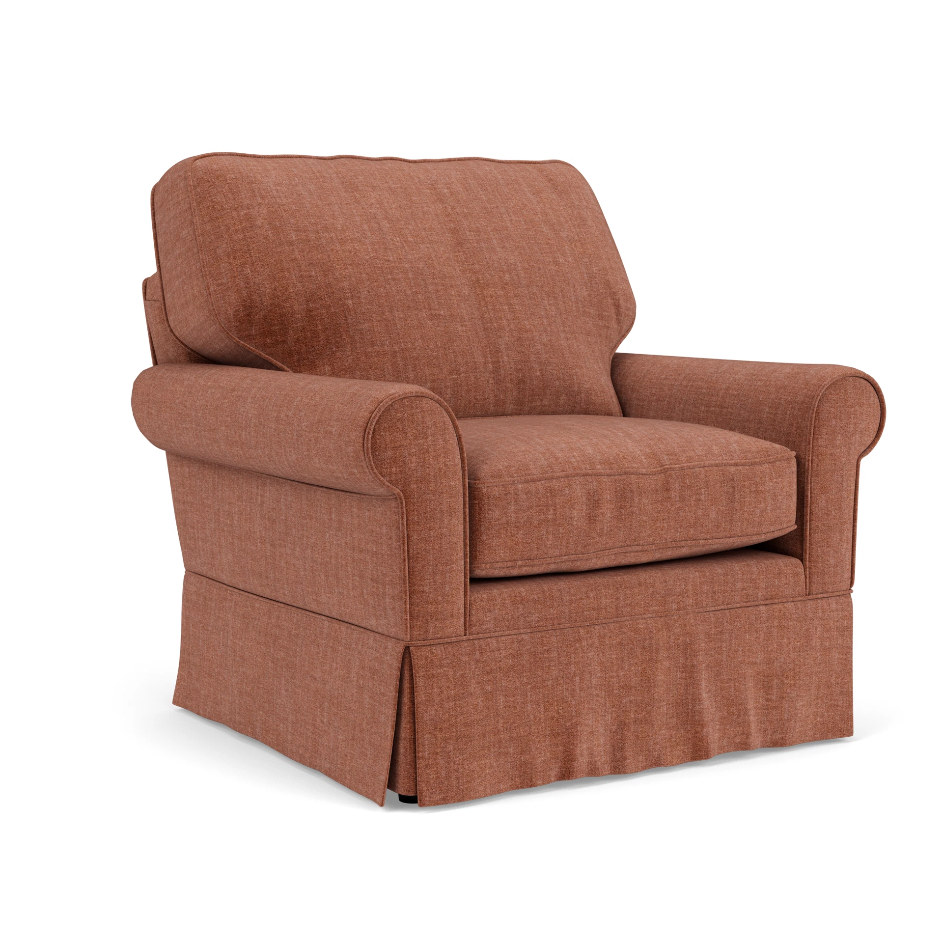 Dawson Armchair in Eco Chenille - Cinnamon with undefined legs