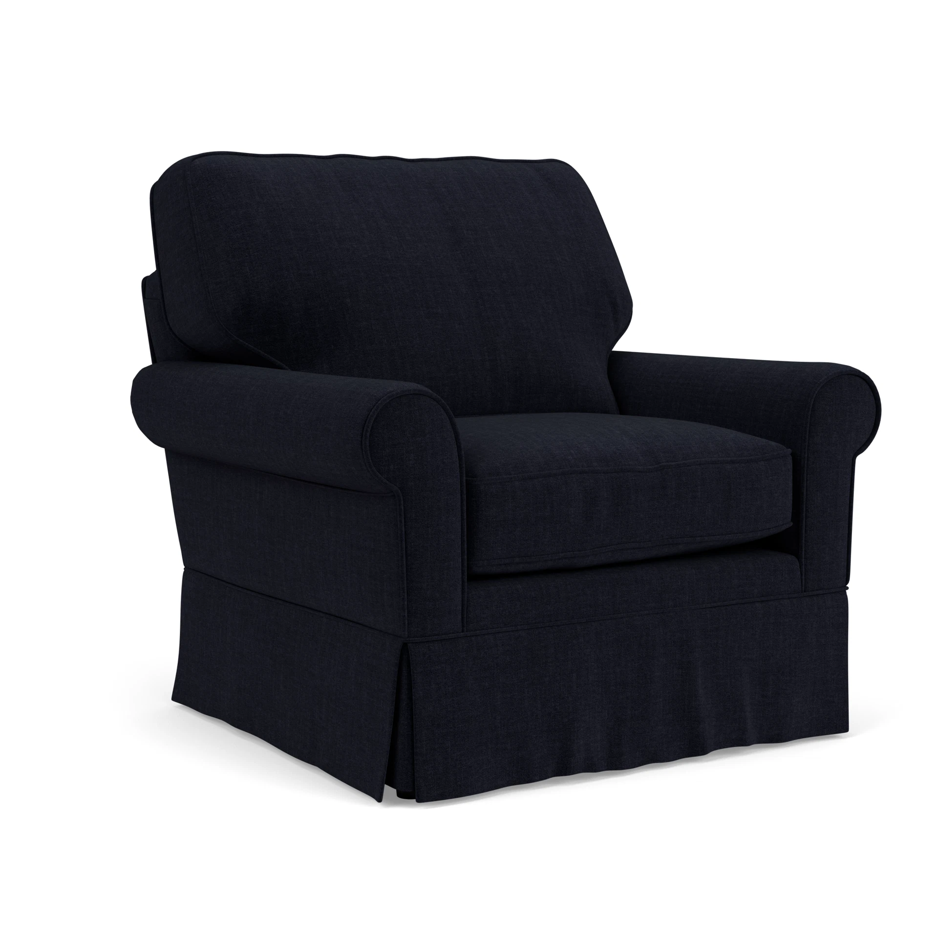 Dawson Armchair in Eco Chenille - Ink with undefined legs