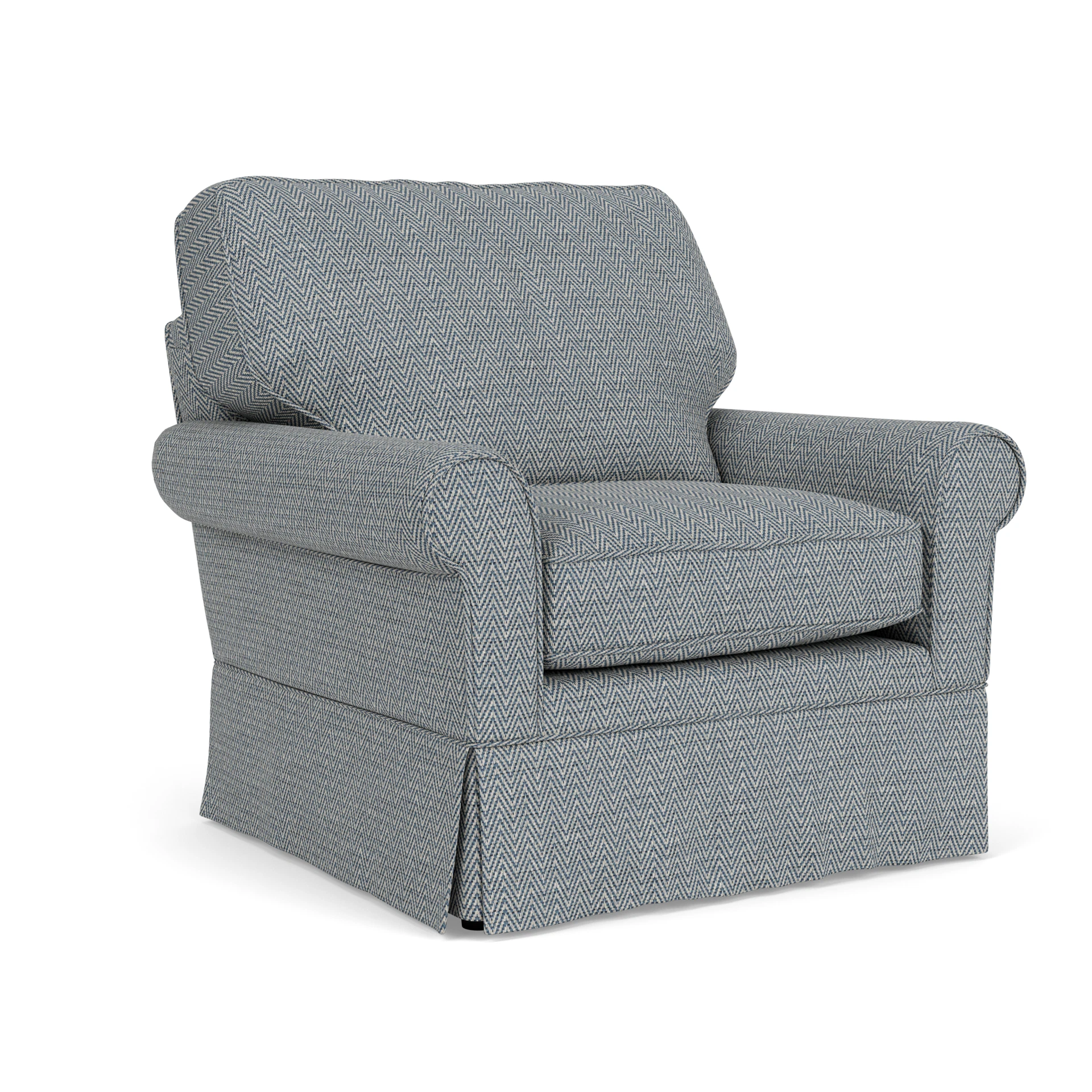 Dawson Armchair in Herringbone Weave - Navy with undefined legs