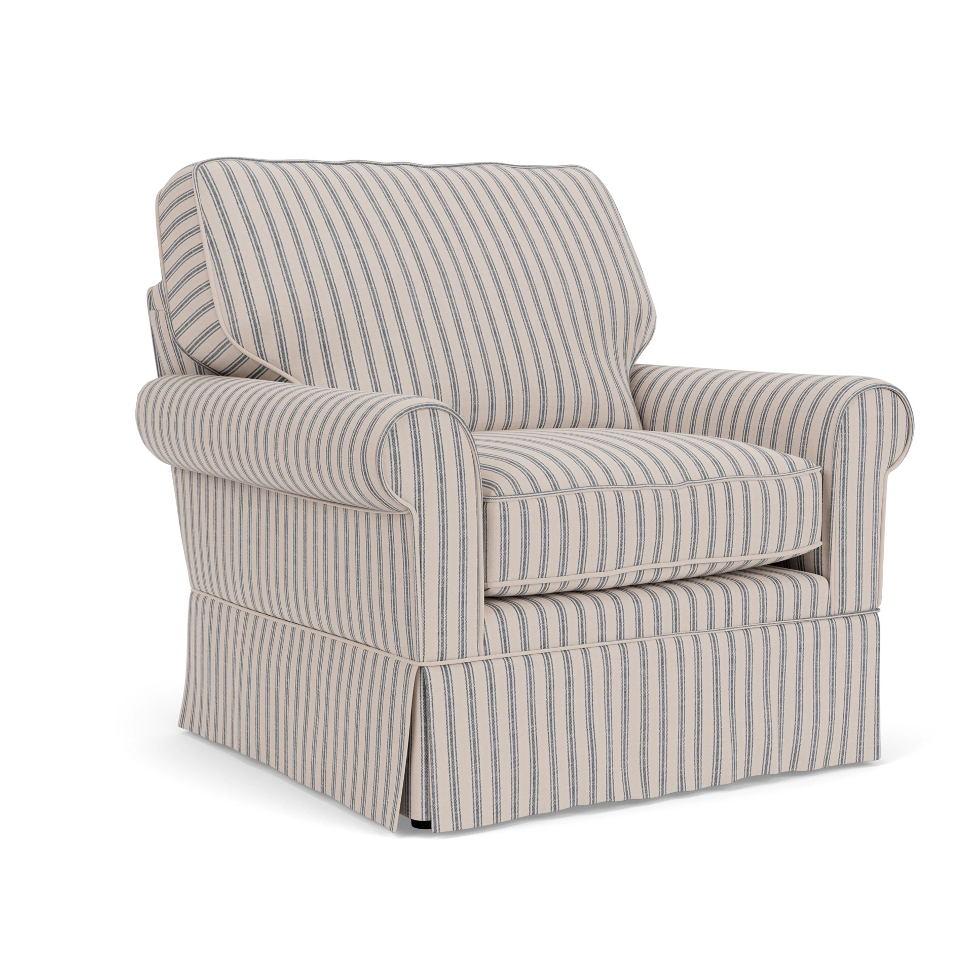 Dawson Armchair in Kingham Stripe - Indigo with undefined legs