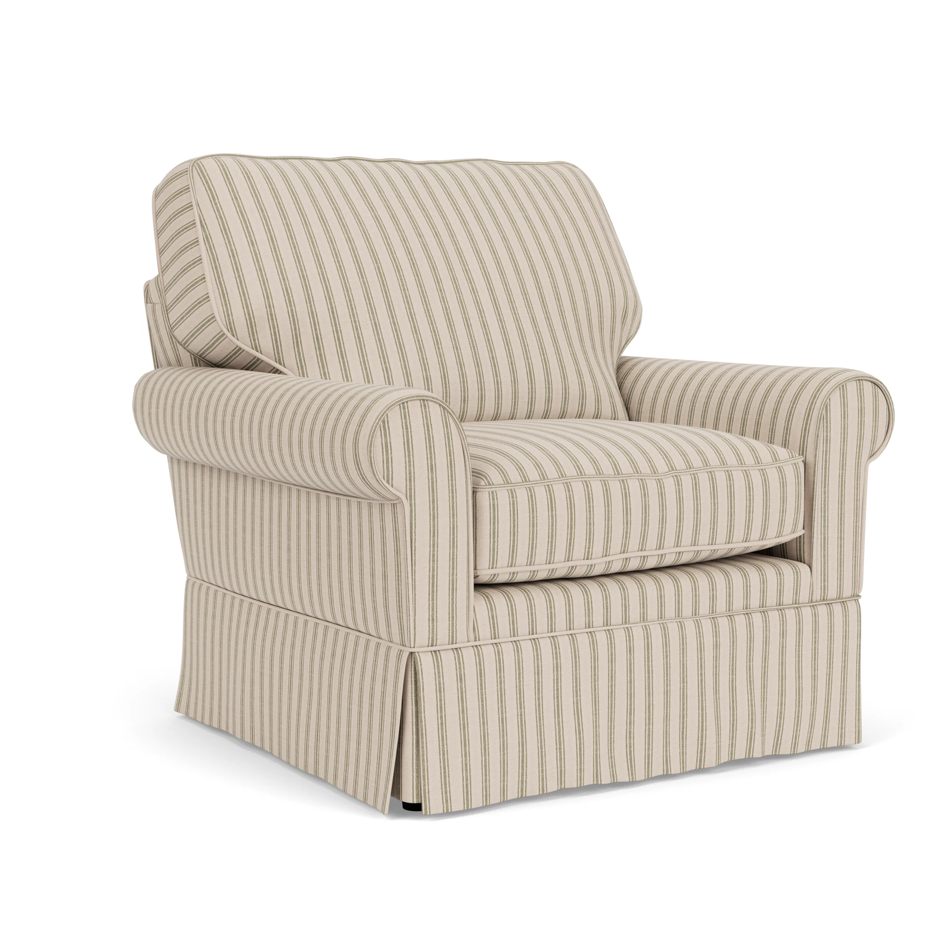 Dawson Armchair in Kingham Stripe - Sage with undefined legs