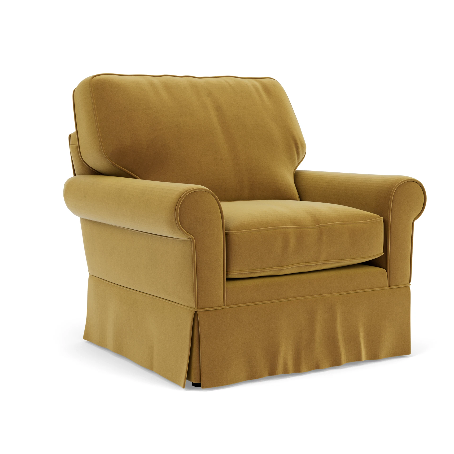 Dawson Armchair in Matt Velvet - Mustard with undefined legs