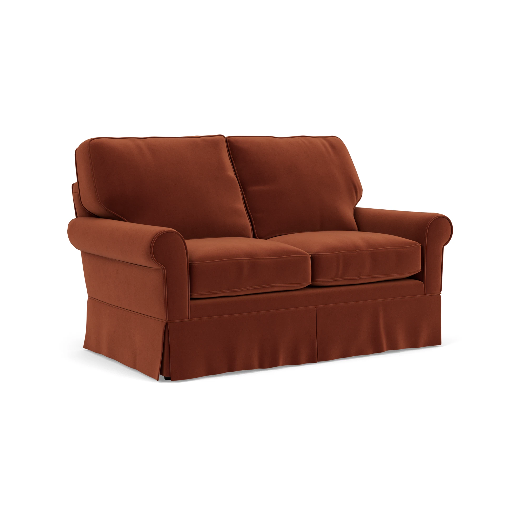 Dawson Large 2 Seater Sofa in Matt Velvet - Brick with undefined legs