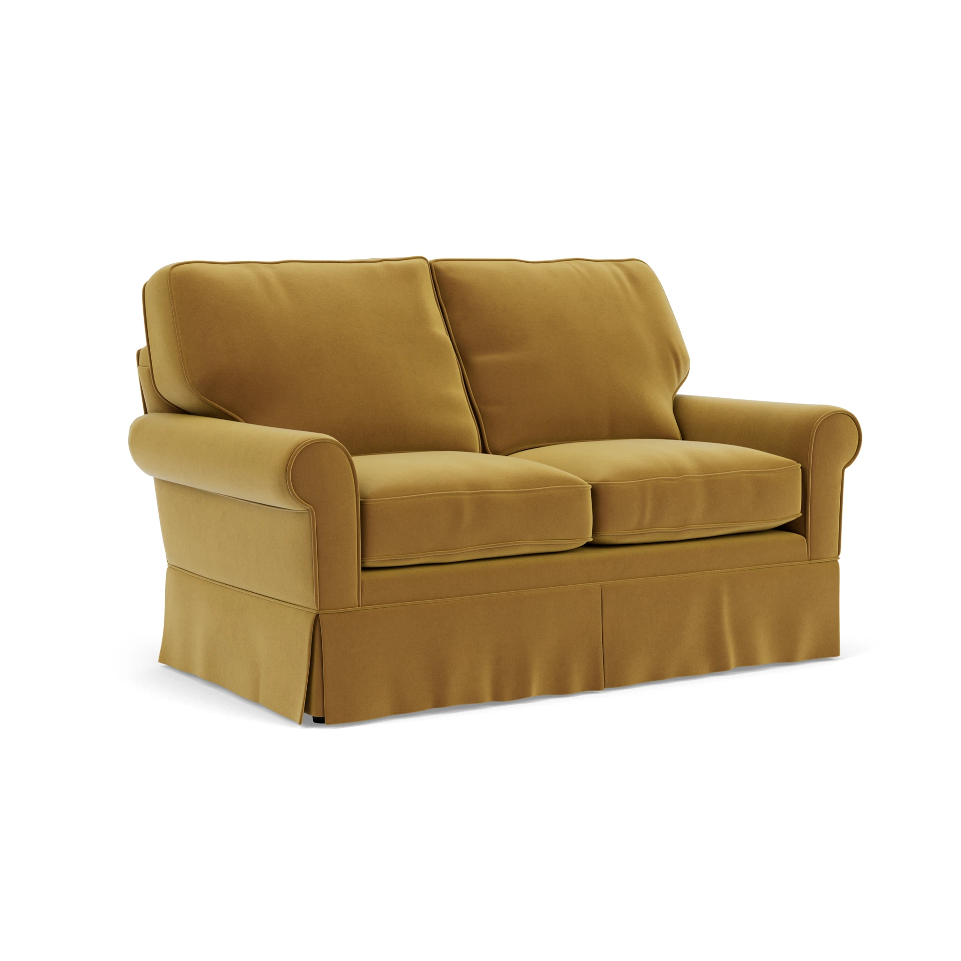 Dawson Large 2 Seater Sofa in Matt Velvet - Mustard with undefined legs