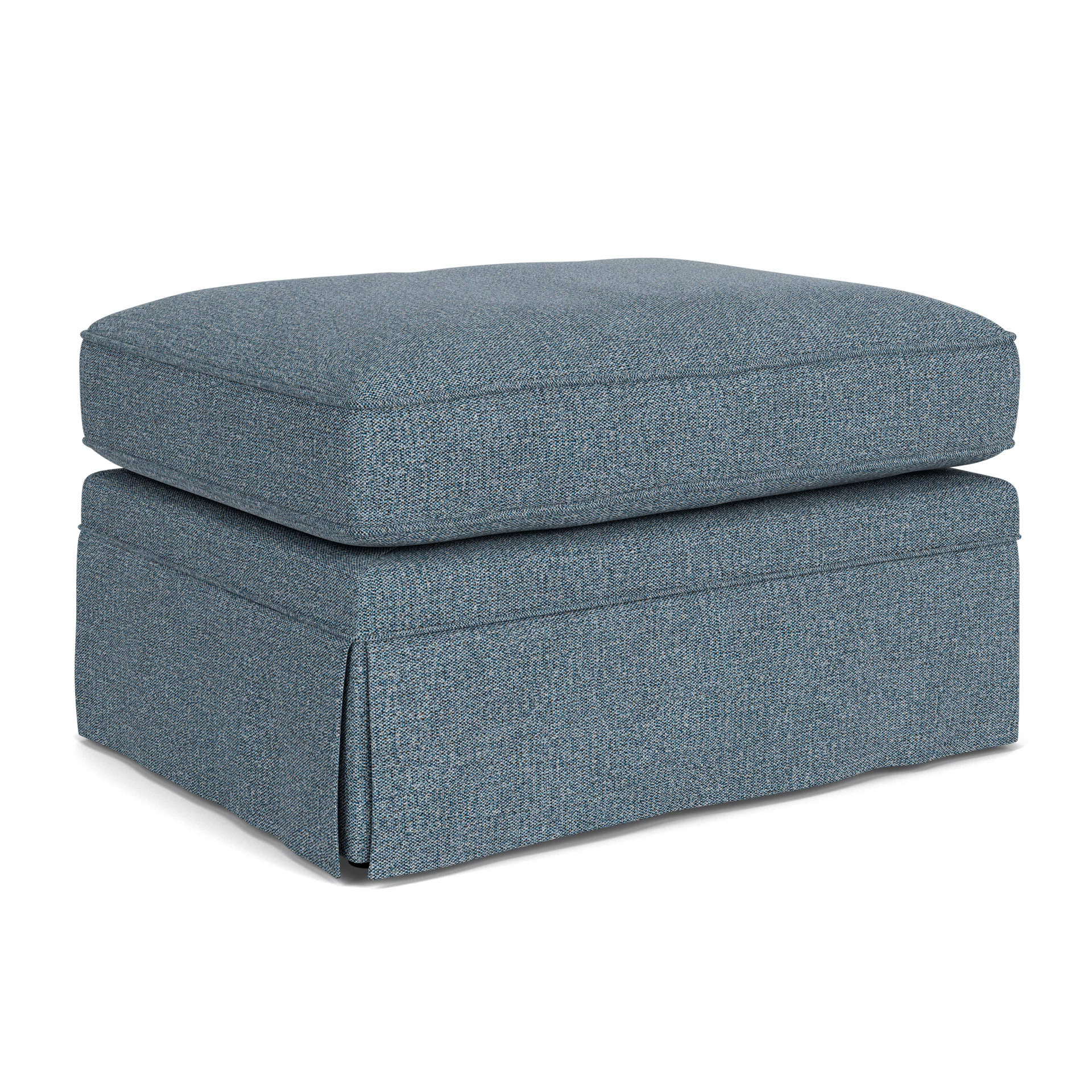 Dawson Small Foot Stool in Aquaclean Oxford - Mid Blue with undefined legs