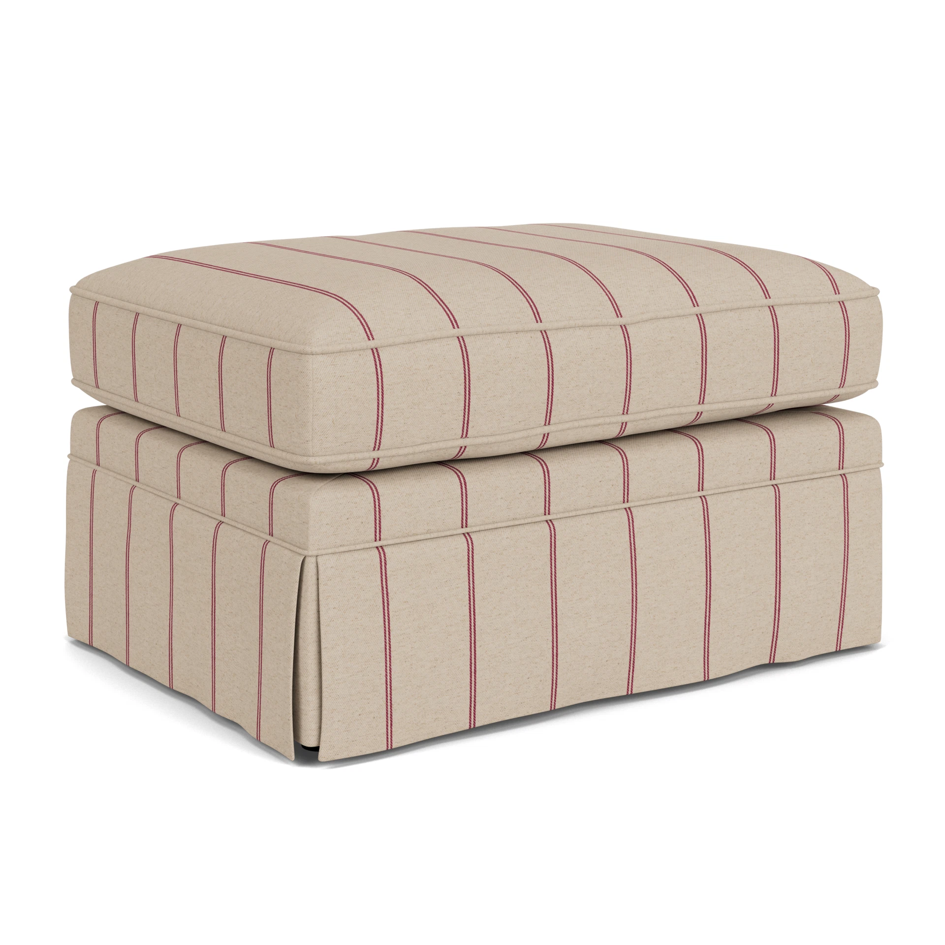 Dawson Small Foot Stool in Compton Stripe - Raspberry with undefined legs