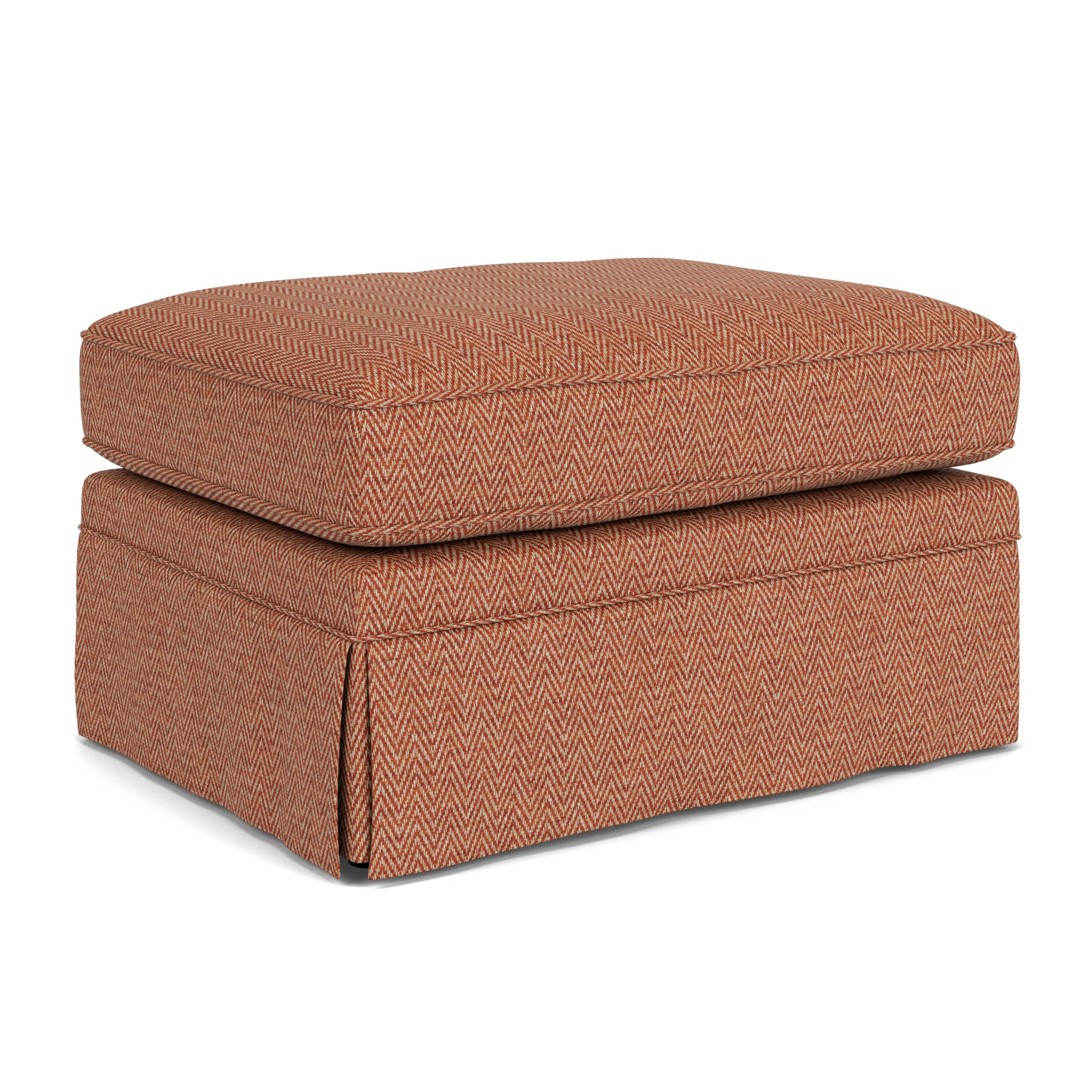 Dawson Small Foot Stool in Herringbone Weave - Brick with undefined legs