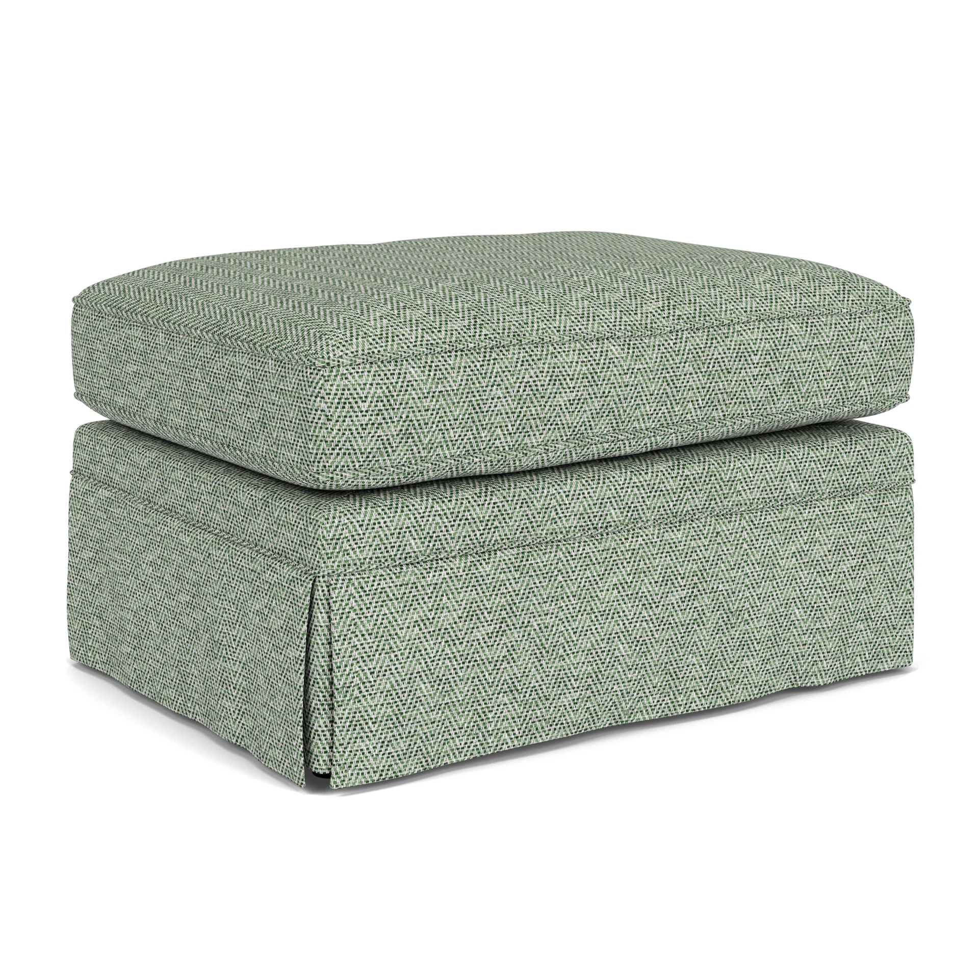 Dawson Small Foot Stool in Herringbone Weave - Lake