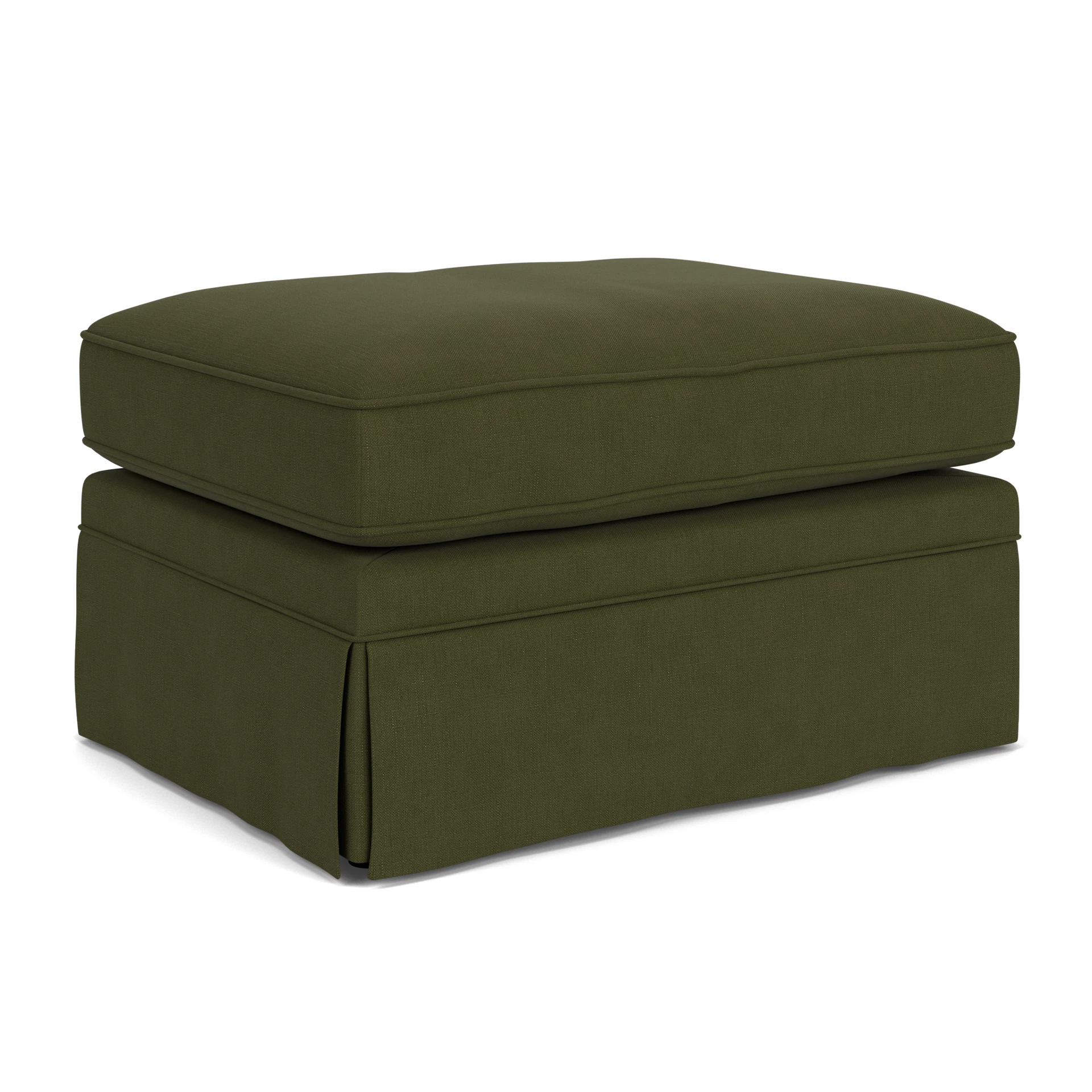 Dawson Small Foot Stool in House Linen Mix - Forest Green with undefined legs