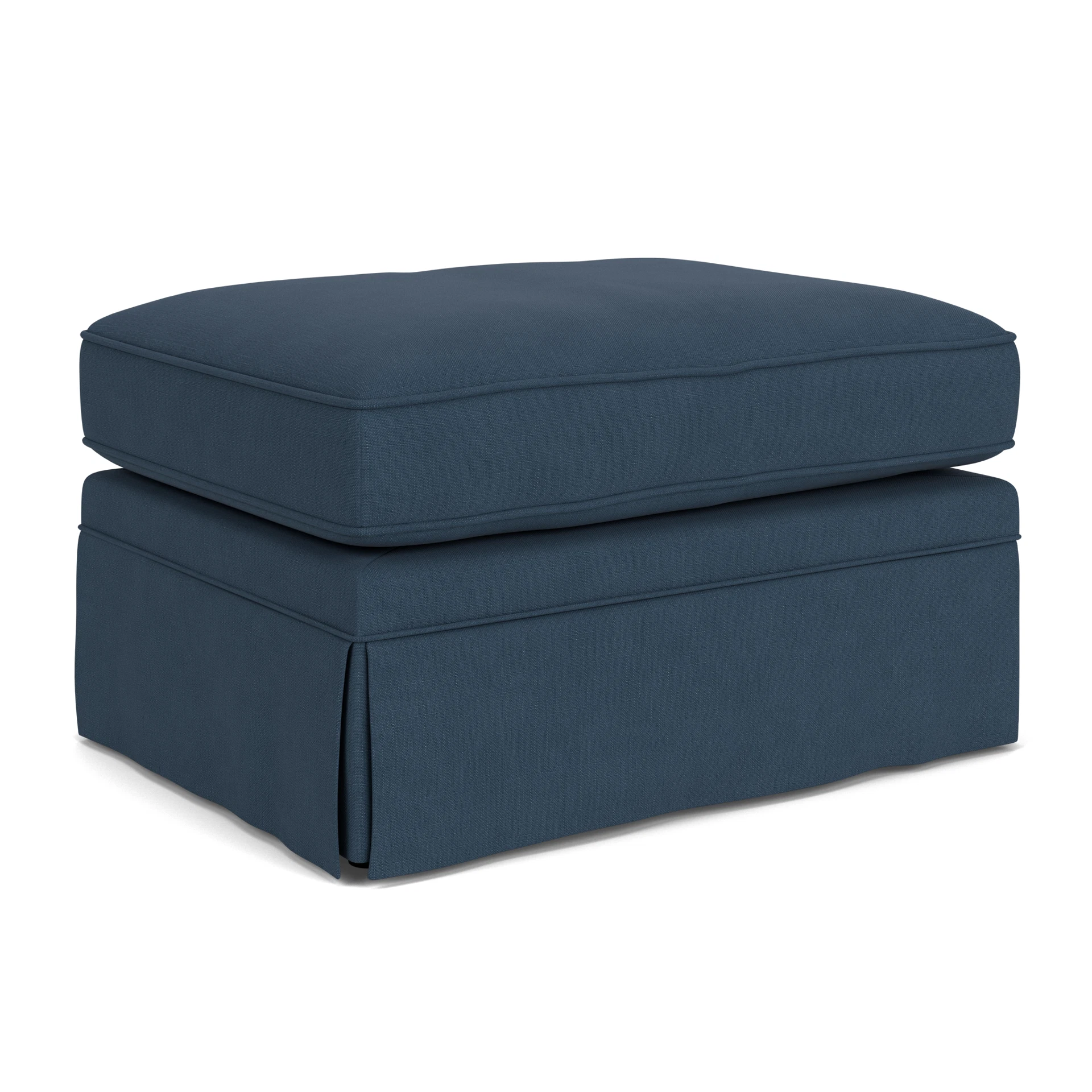 Dawson Small Foot Stool in House Linen Mix - Indigo with undefined legs