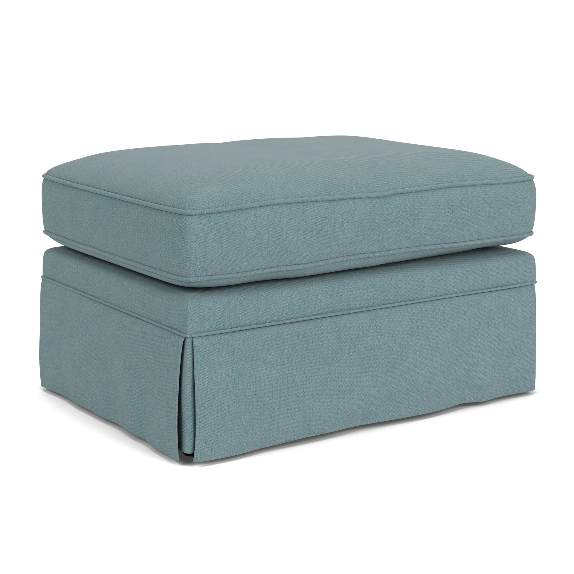 Dawson Small Foot Stool in House Linen Mix - Sky Blue with undefined legs