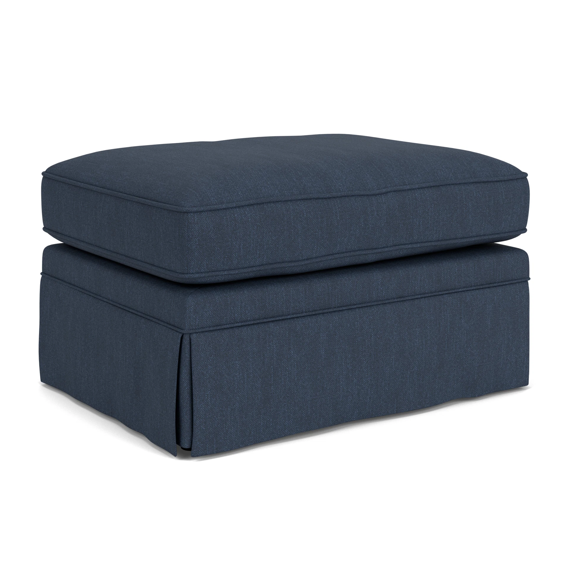 Dawson Small Foot Stool in Luxury Italian Linen - Indigo with undefined legs