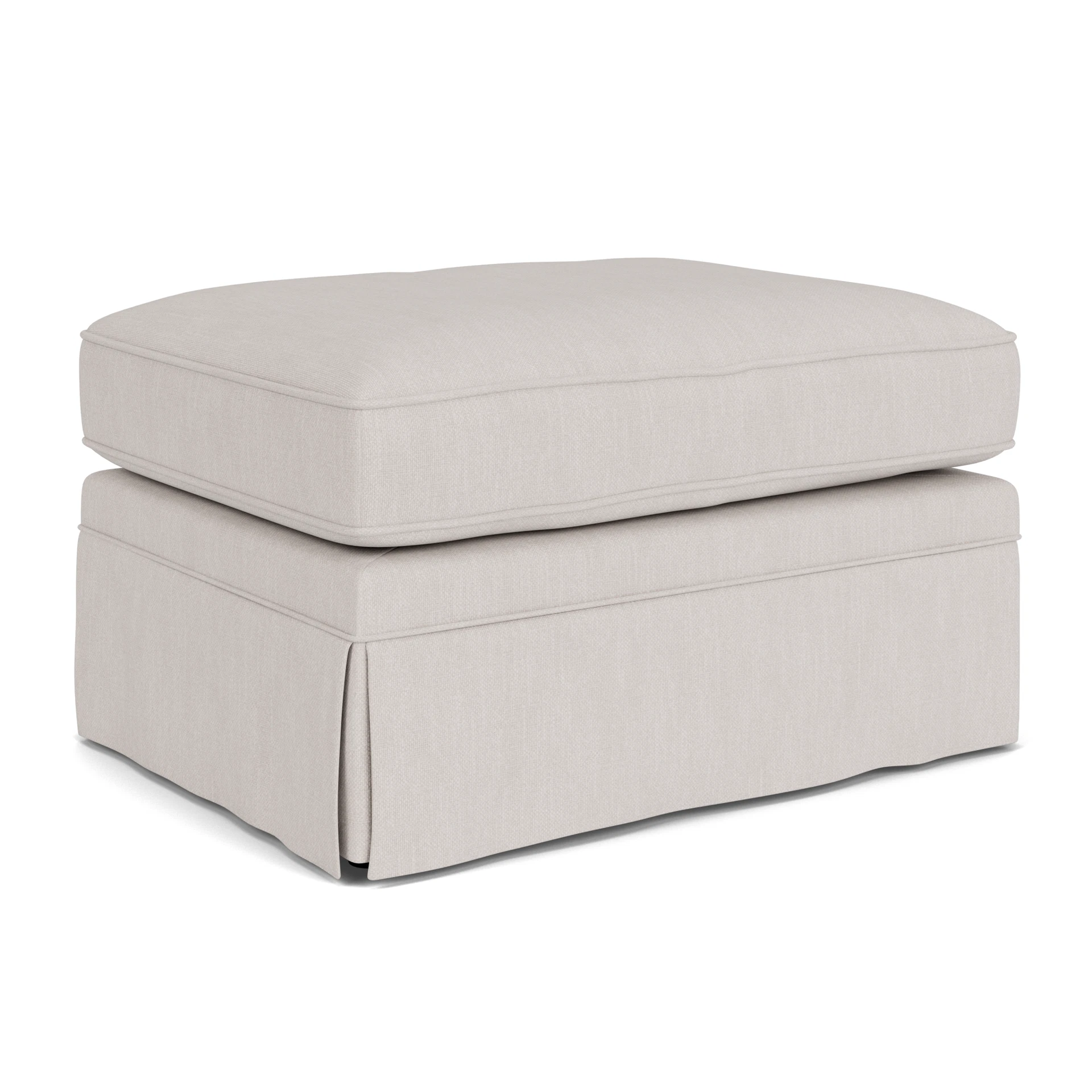 Dawson Small Foot Stool in Luxury Italian Linen - Soft White with undefined legs