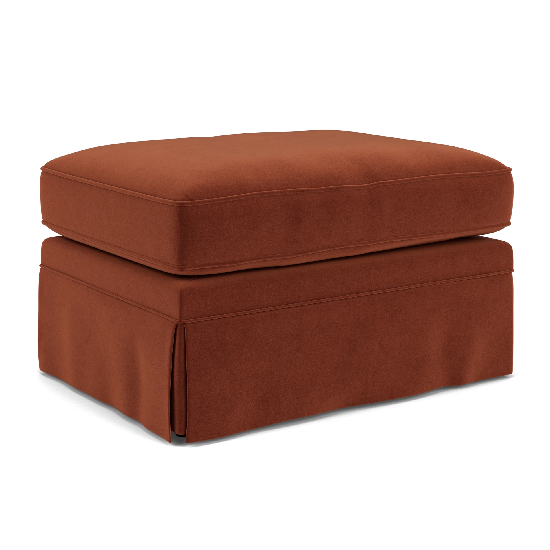 Dawson Small Foot Stool in Matt Velvet - Brick with undefined legs