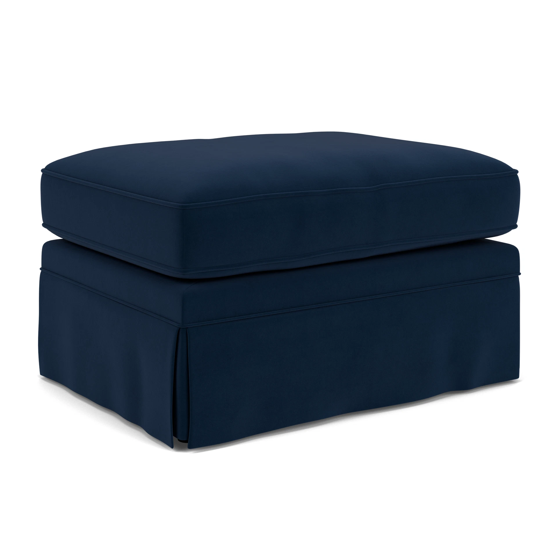 Dawson Small Foot Stool in Matt Velvet - Deep Blue with undefined legs