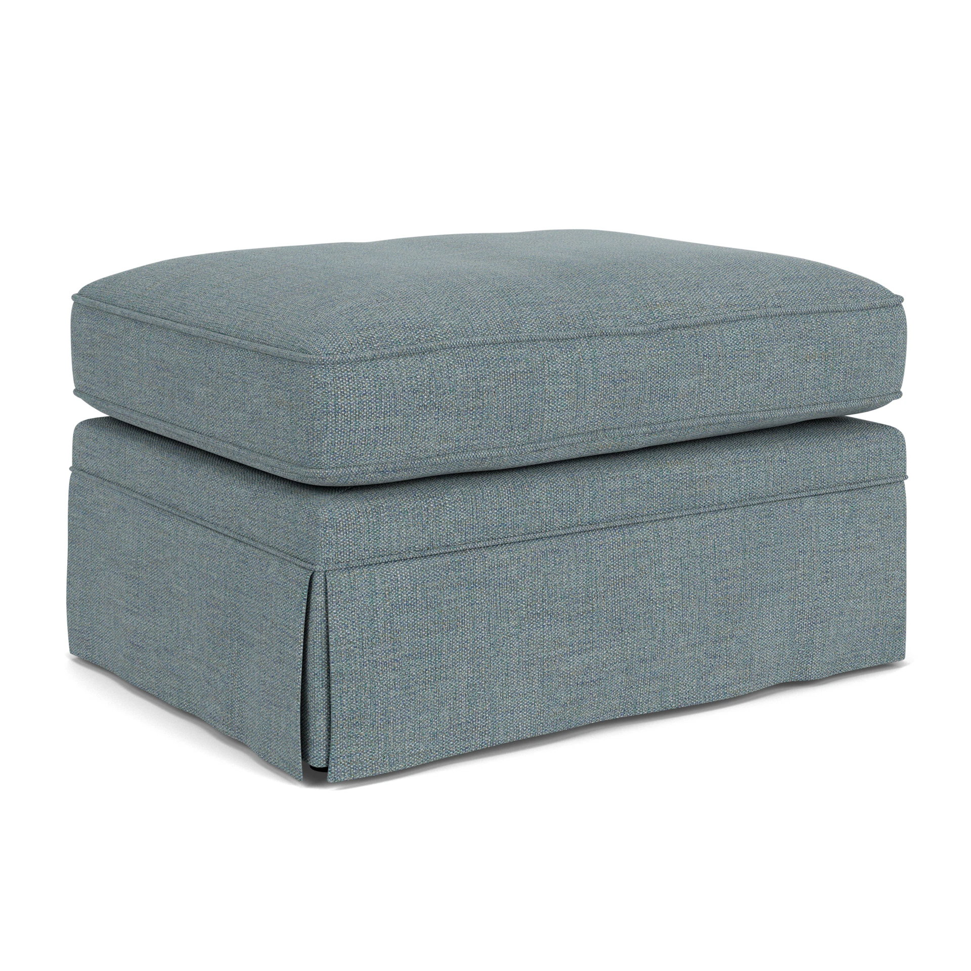 Dawson Small Foot Stool in Rustic Weave - Teal Marl with undefined legs