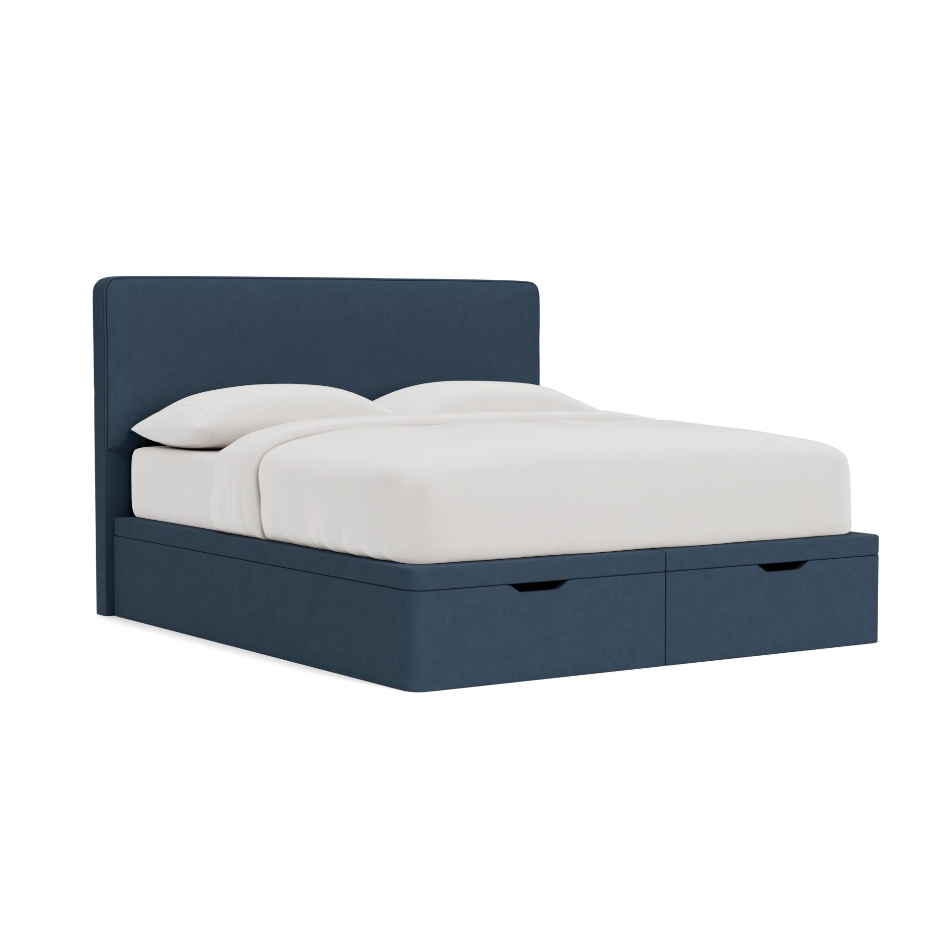 Ellis Super King Ottoman Storage in House Linen Mix - Indigo