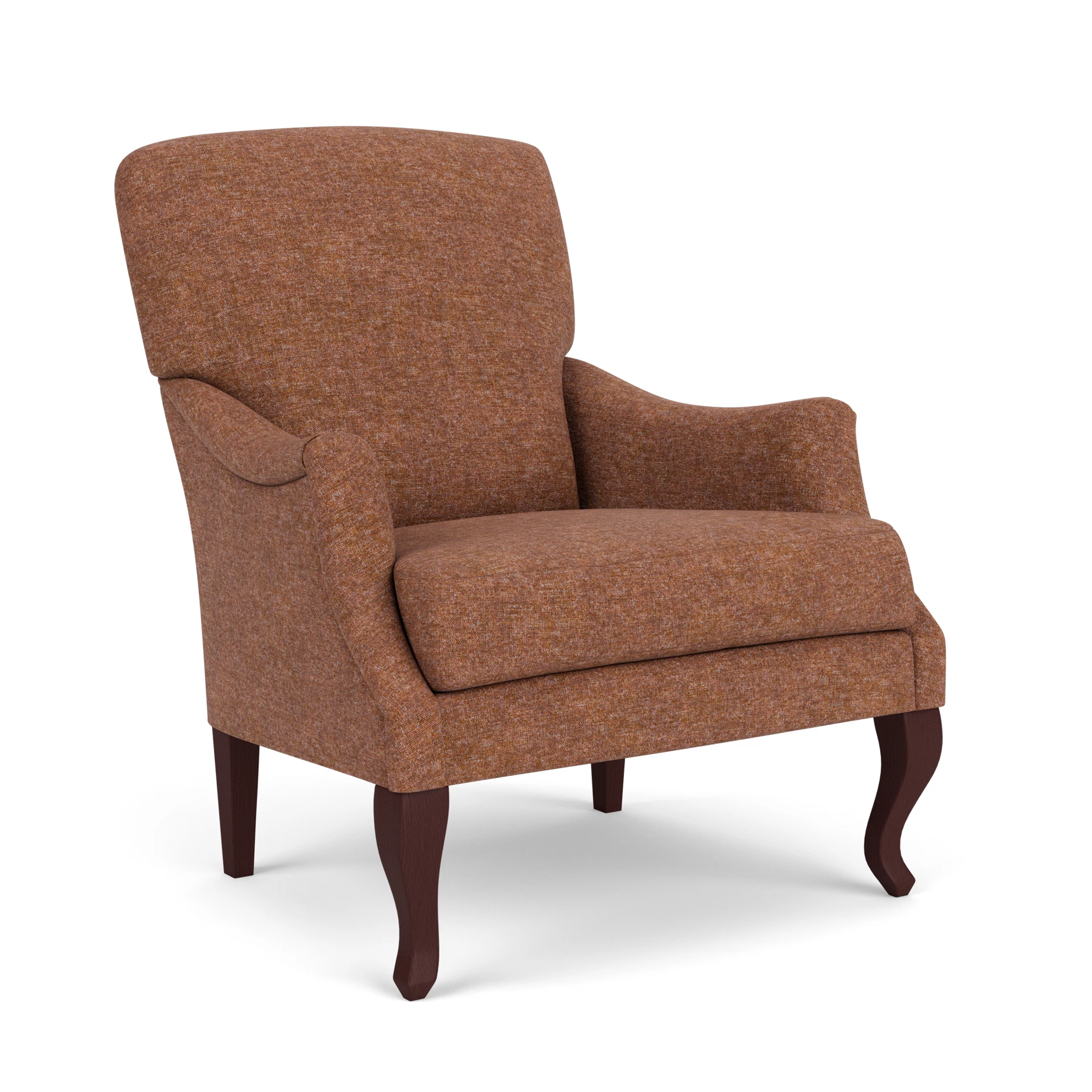 Elsie Armchair in Aquaclean Oxford - Brick Marl with Light legs