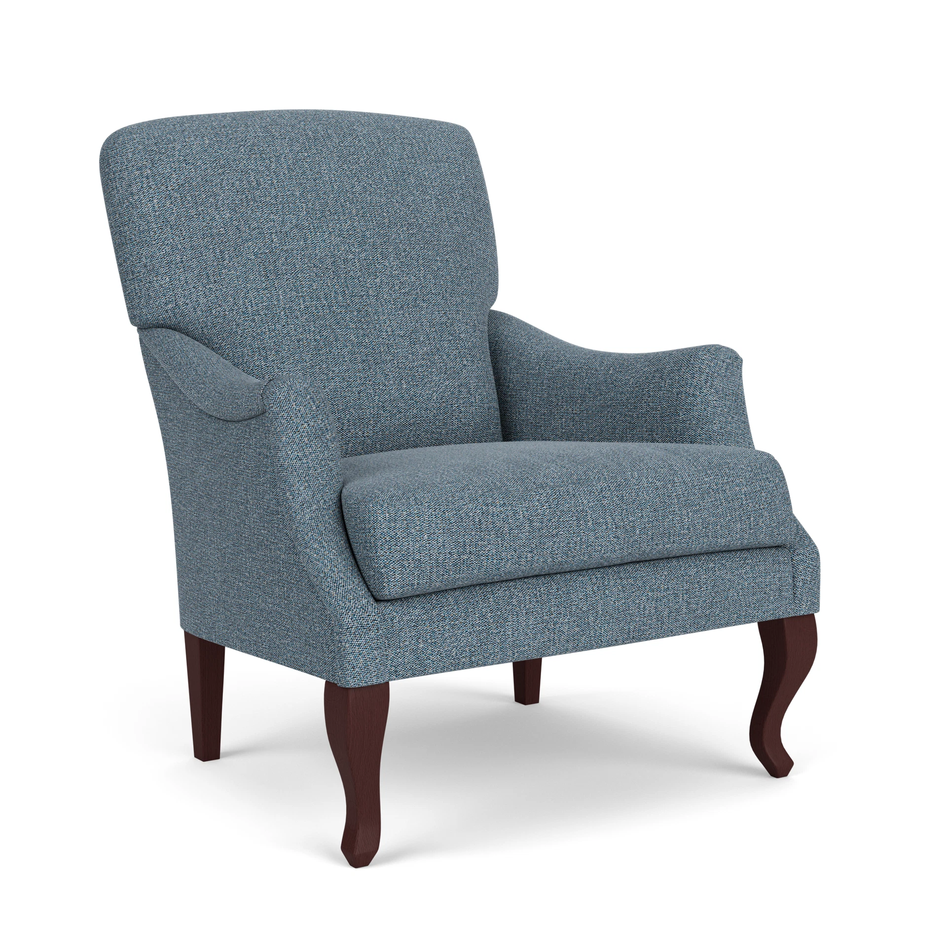 Elsie Armchair in Aquaclean Oxford - Mid Blue with Light legs