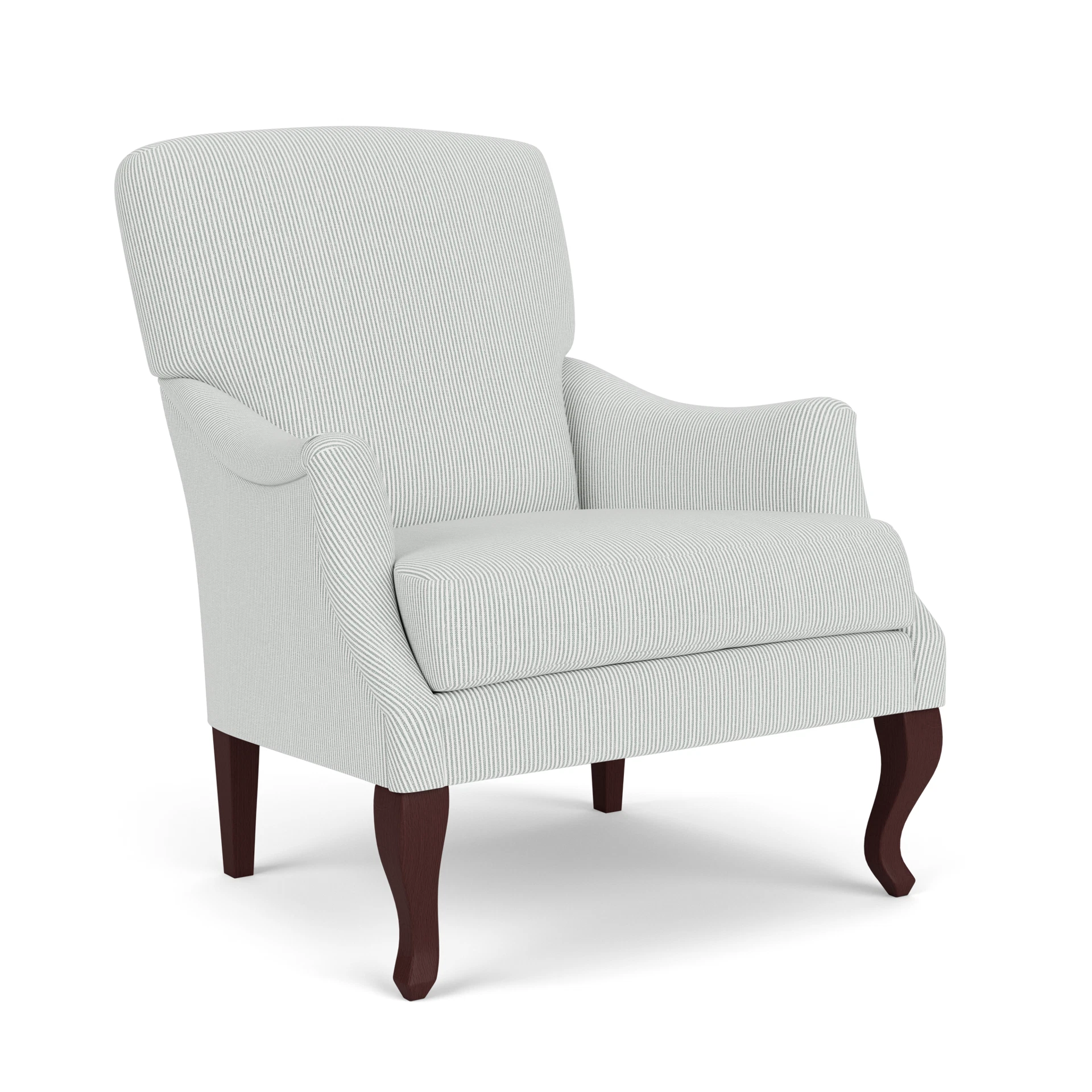 Elsie Armchair in Broadway Stripe - Duck Egg with Light legs