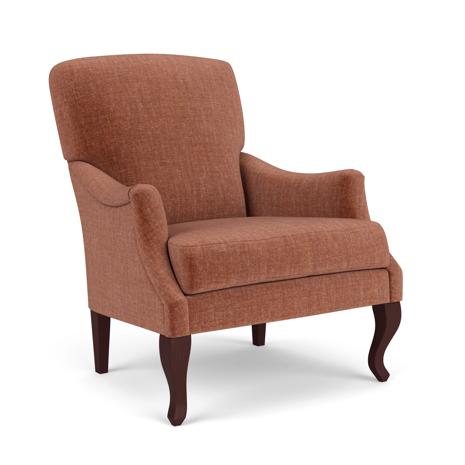 Elsie Armchair in Eco Chenille - Cinnamon with Light legs