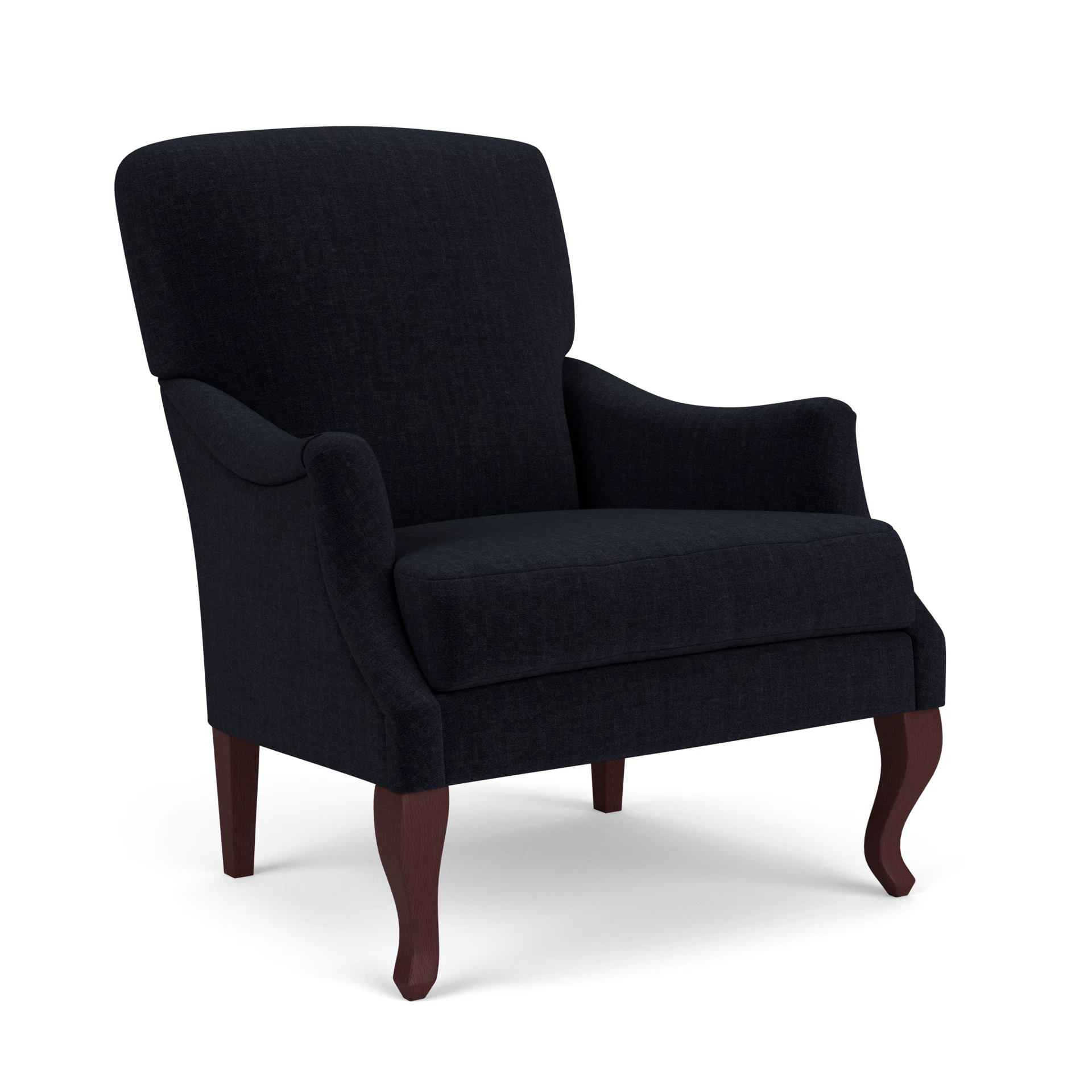 Elsie Armchair in Eco Chenille - Ink with Light legs