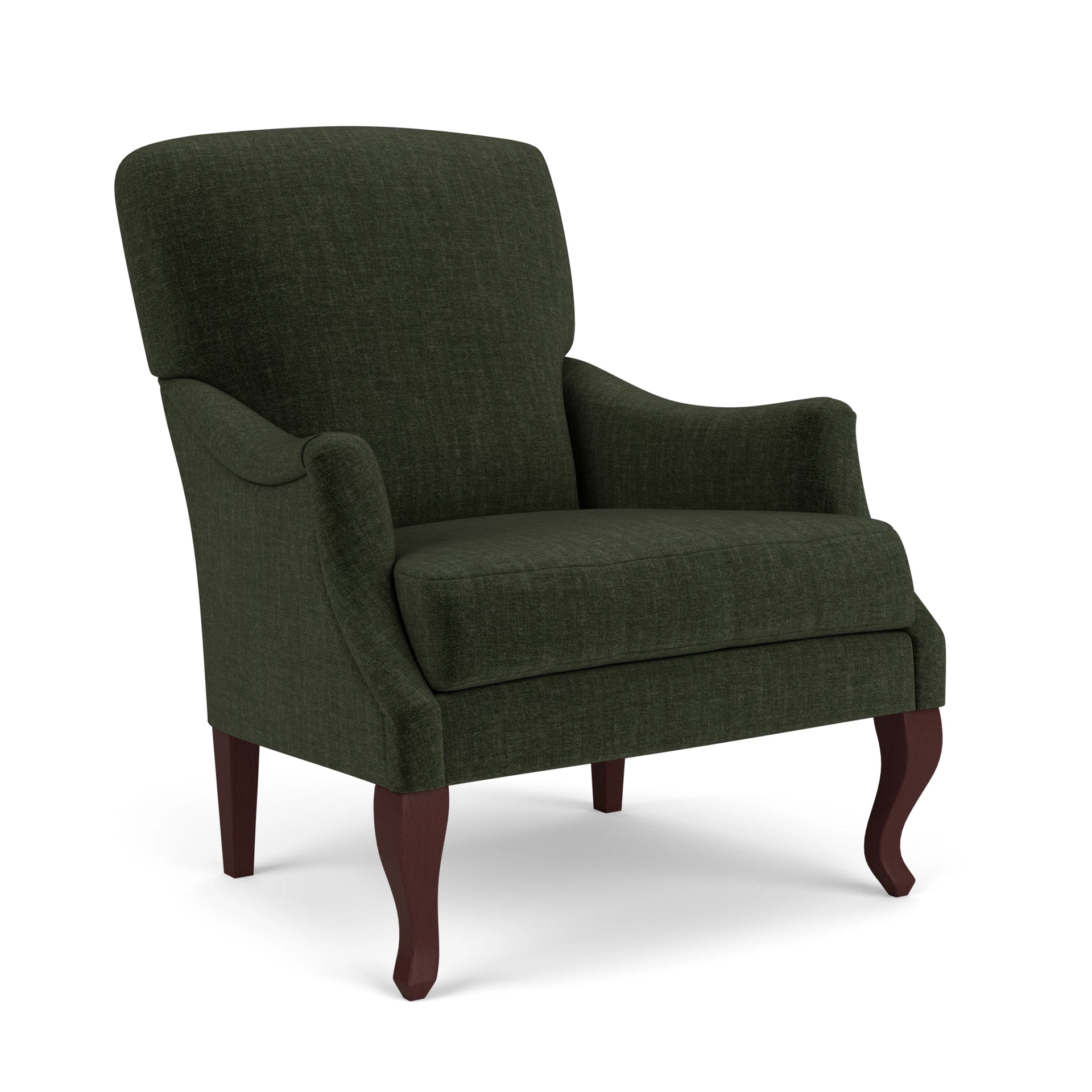 Elsie Armchair in Eco Chenille - Moss with Light legs