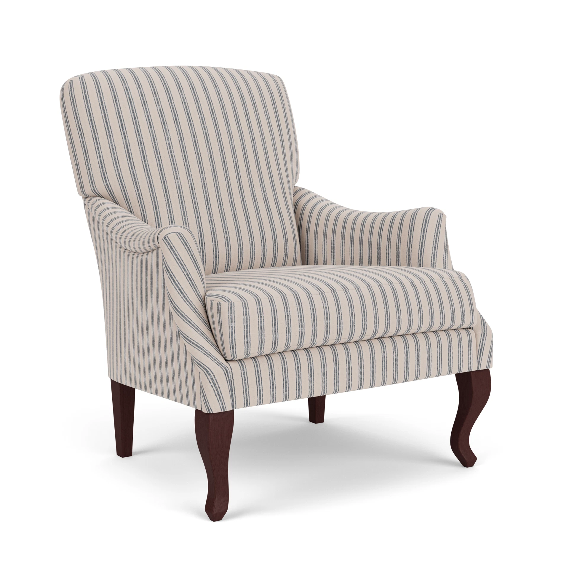 Elsie Armchair in Kingham Stripe - Indigo with Light legs