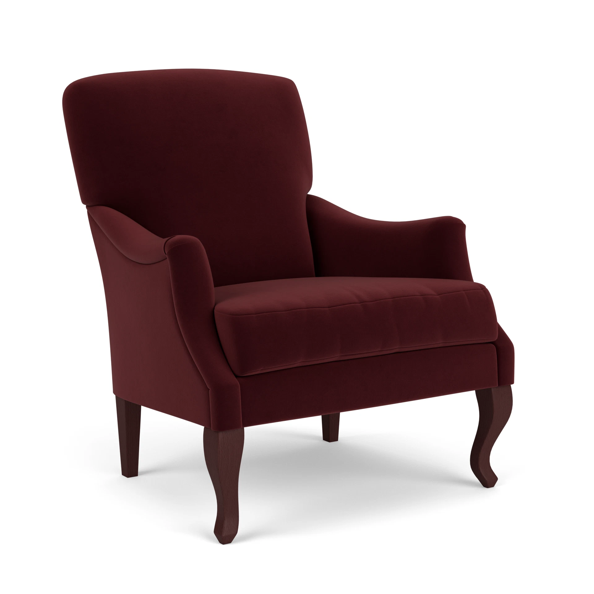 Elsie Armchair in Matt Velvet - Dark Rosehip with Light legs