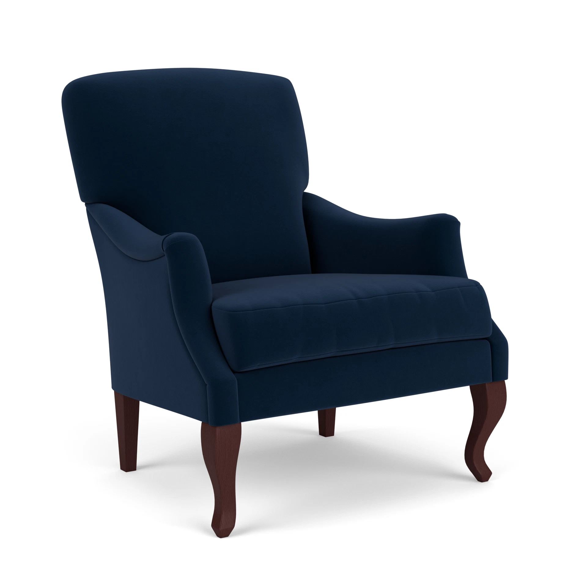 Elsie Armchair in Matt Velvet - Deep Blue with Light legs
