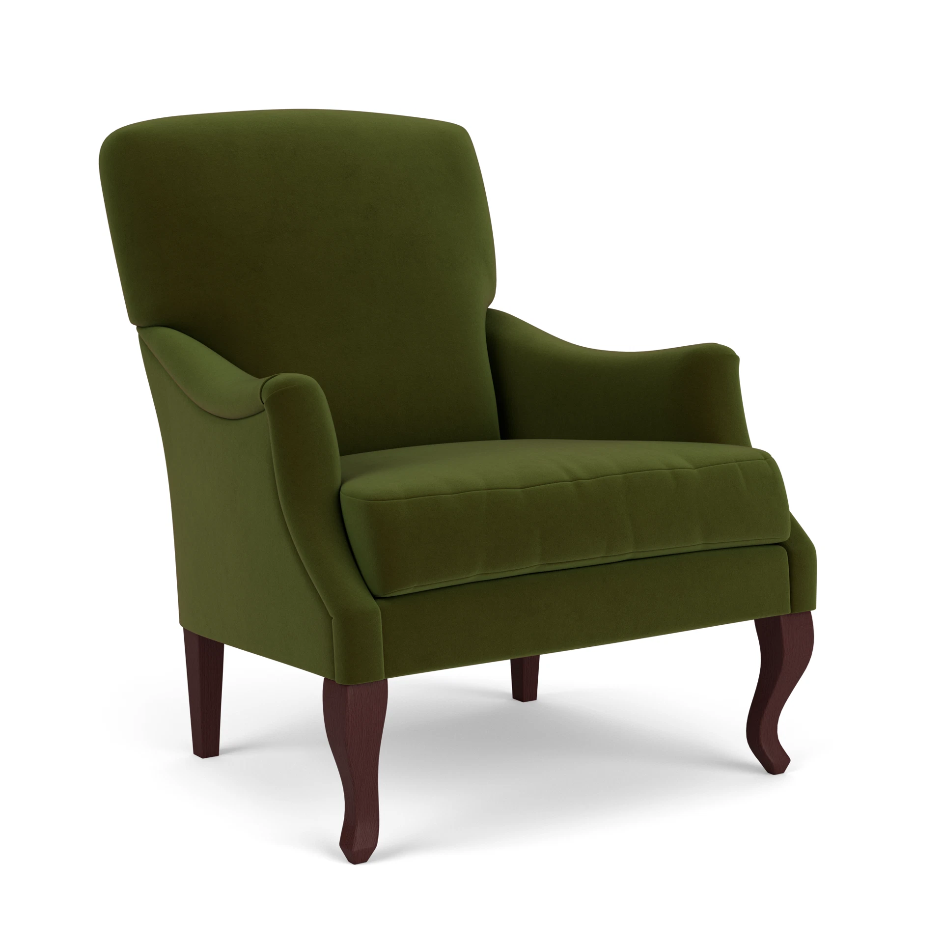 Elsie Armchair in Matt Velvet - Forest Green with Light legs