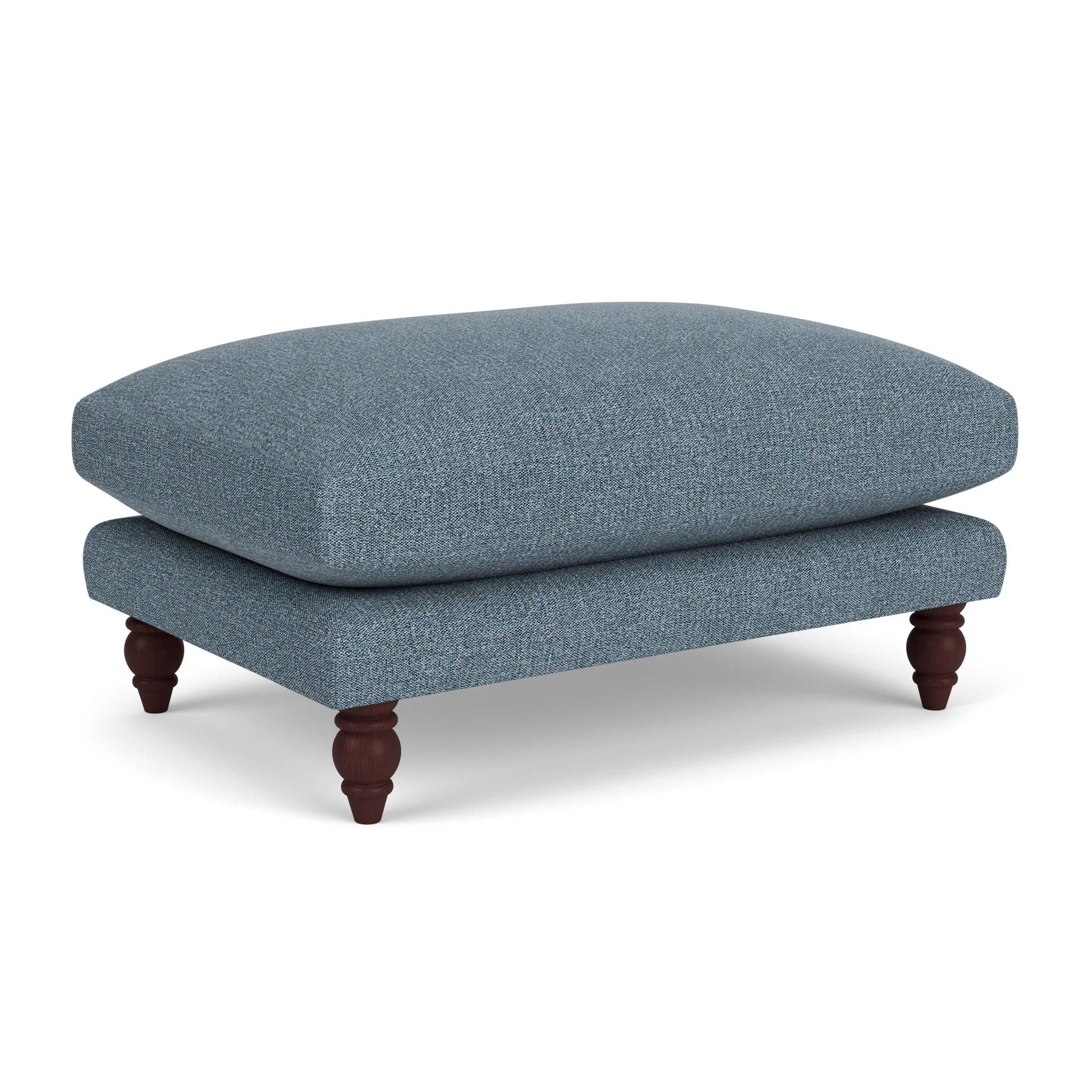 Emily Foot Stool in Aquaclean Oxford - Mid Blue with Light legs