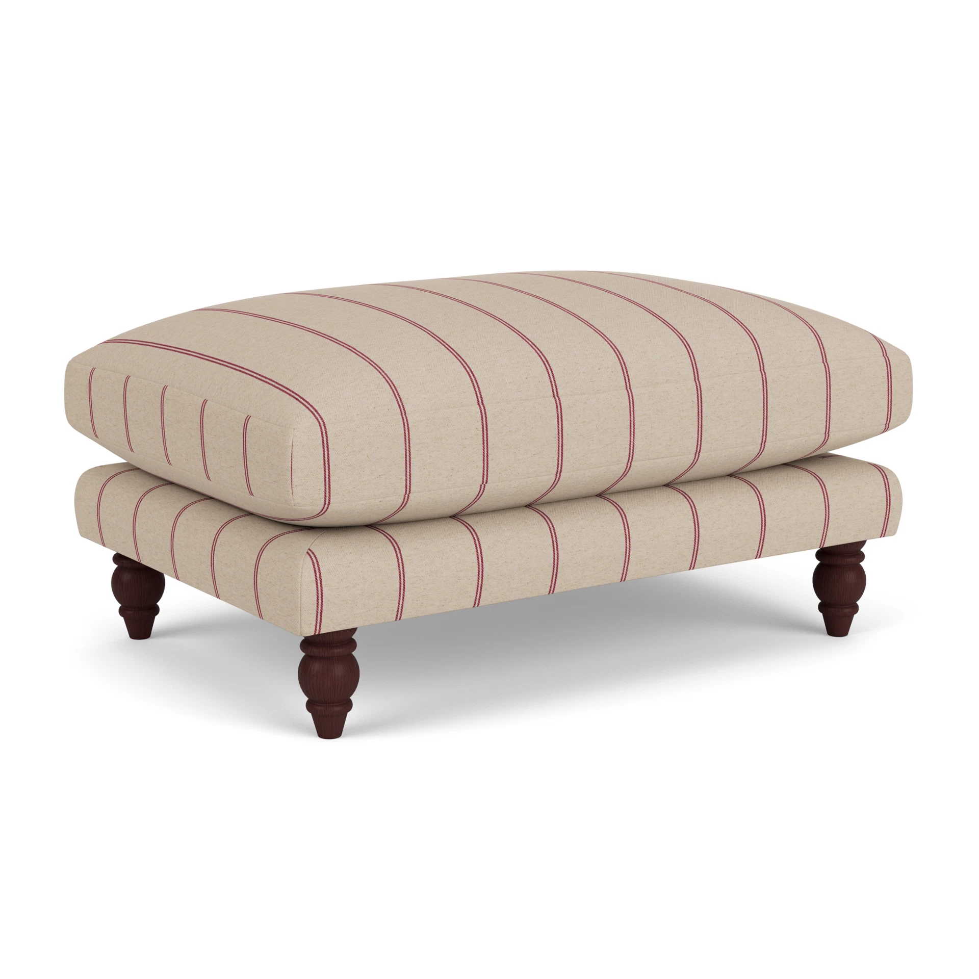 Emily Foot Stool in Compton Stripe - Raspberry with Light legs
