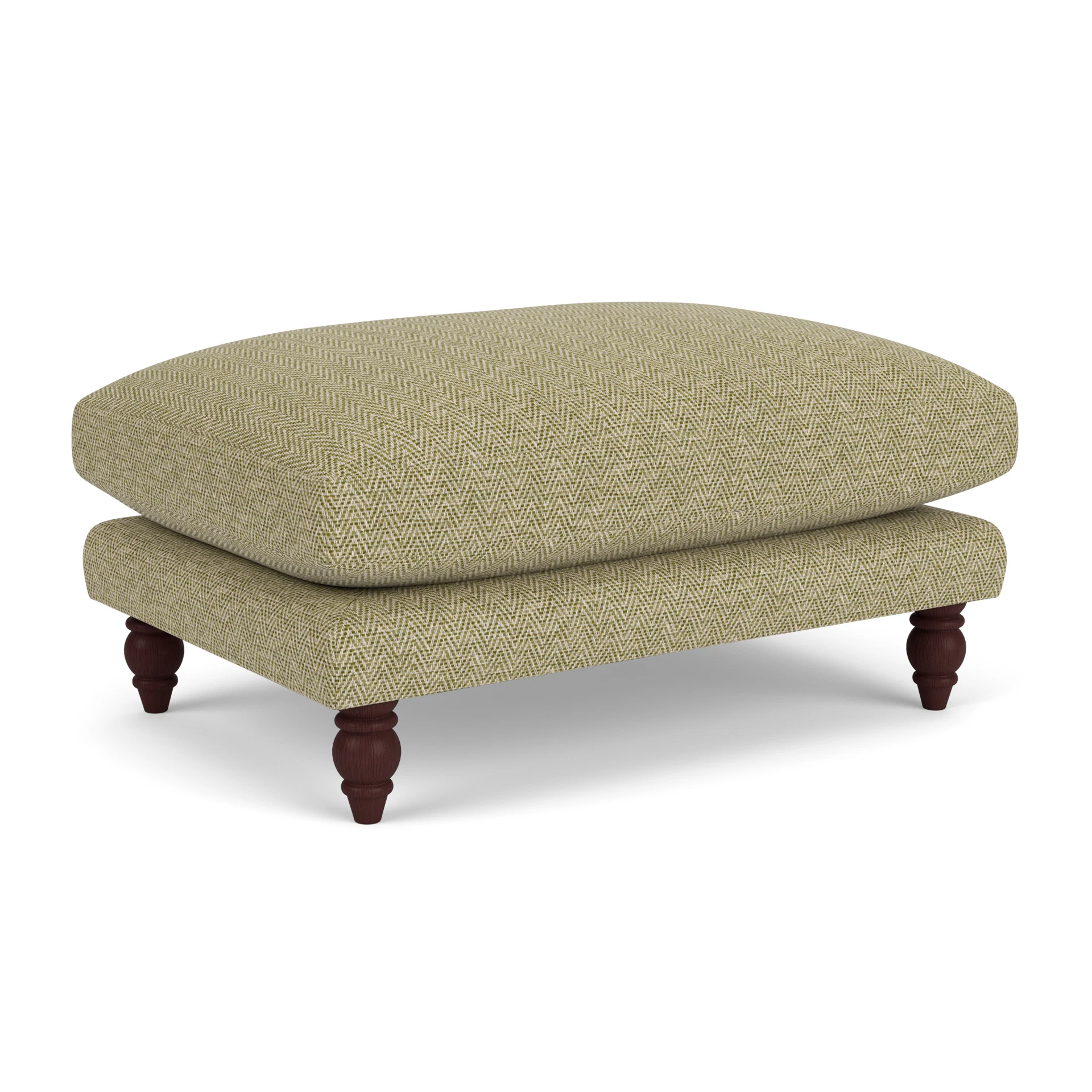 Emily Foot Stool in Herringbone Weave - Apple with Light legs