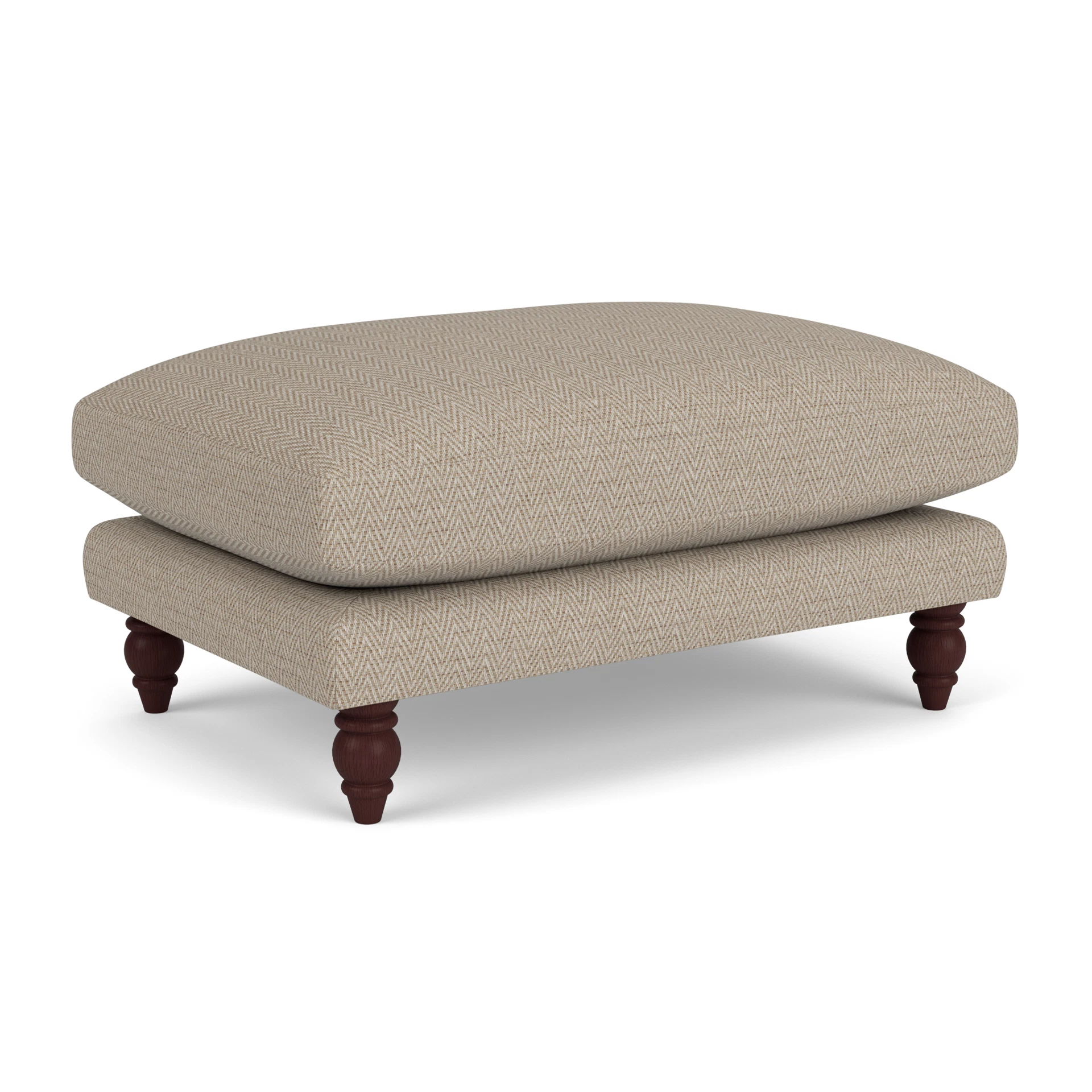 Emily Foot Stool in Herringbone Weave - Natural with Light legs