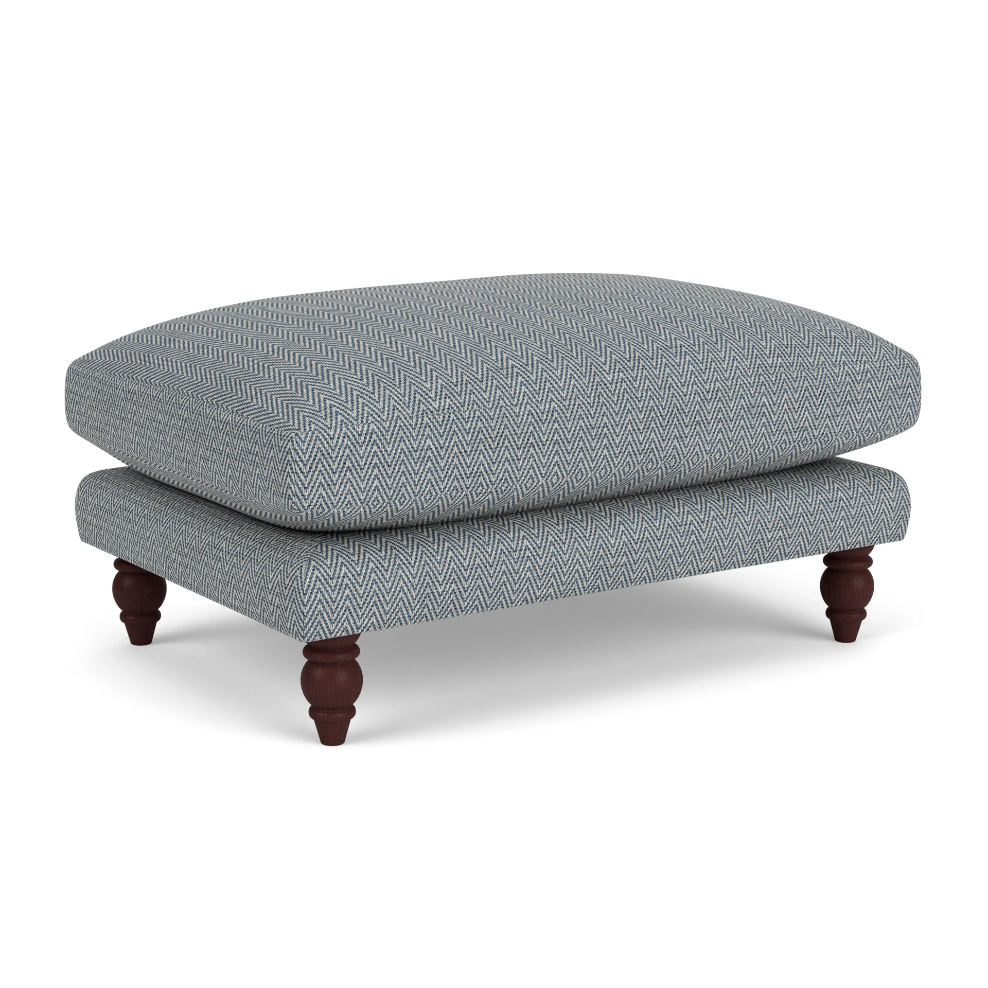Emily Foot Stool in Herringbone Weave - Navy with Light legs