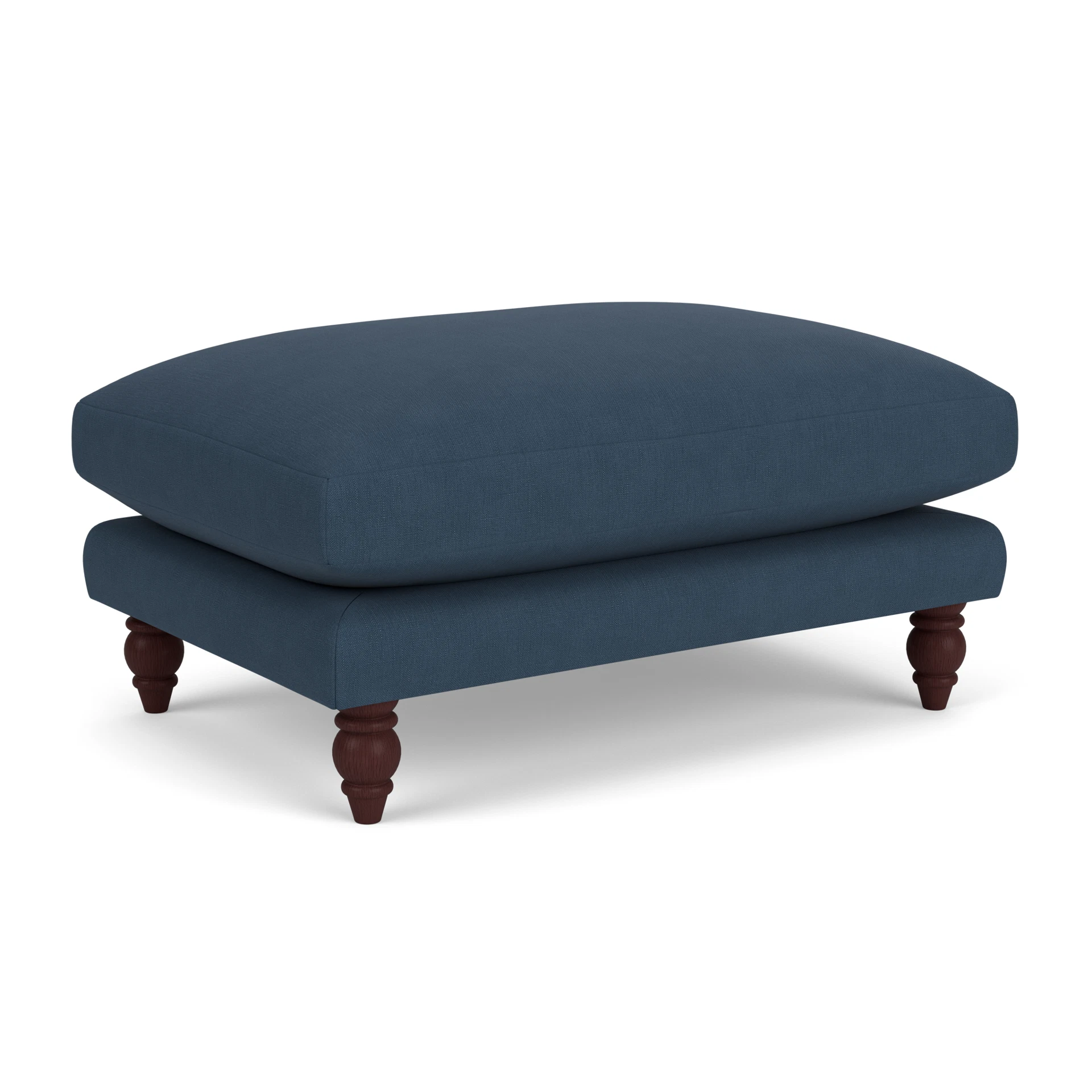 Emily Foot Stool in House Linen Mix - Indigo with Light legs