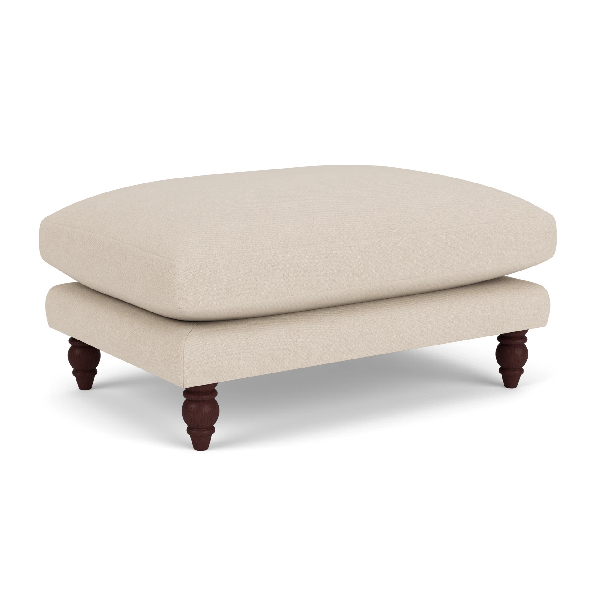 Emily Foot Stool in House Linen Mix - Lily White with Light legs
