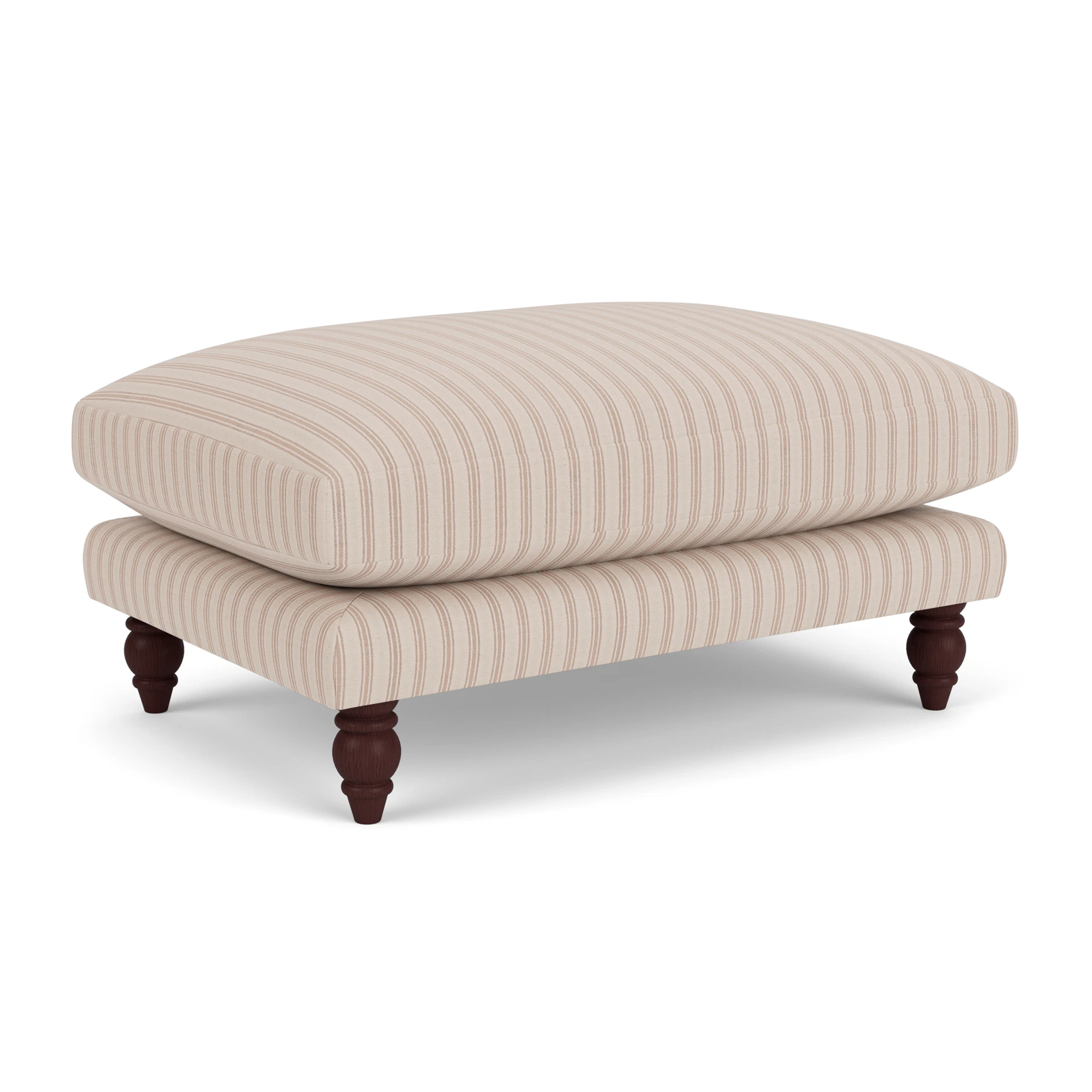 Emily Foot Stool in Kingham Stripe - Flax with Light legs