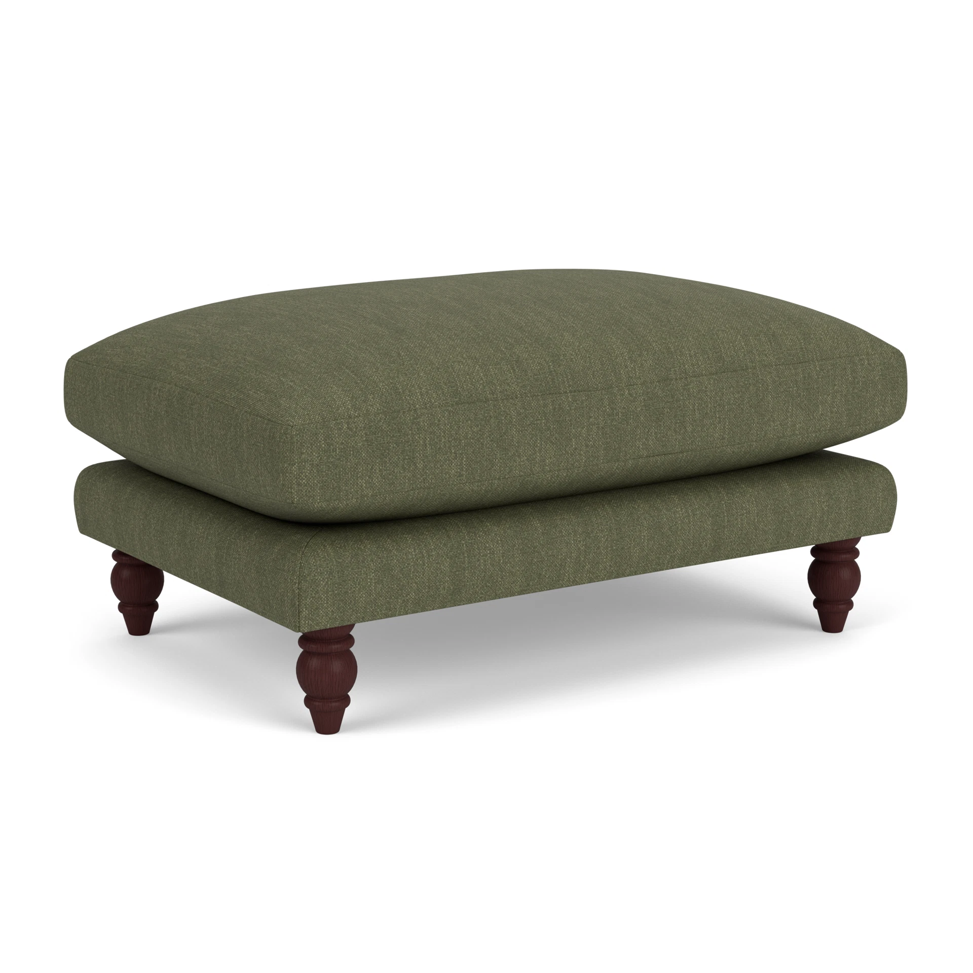 Emily Foot Stool in Luxury Italian Linen - Fern with Light legs