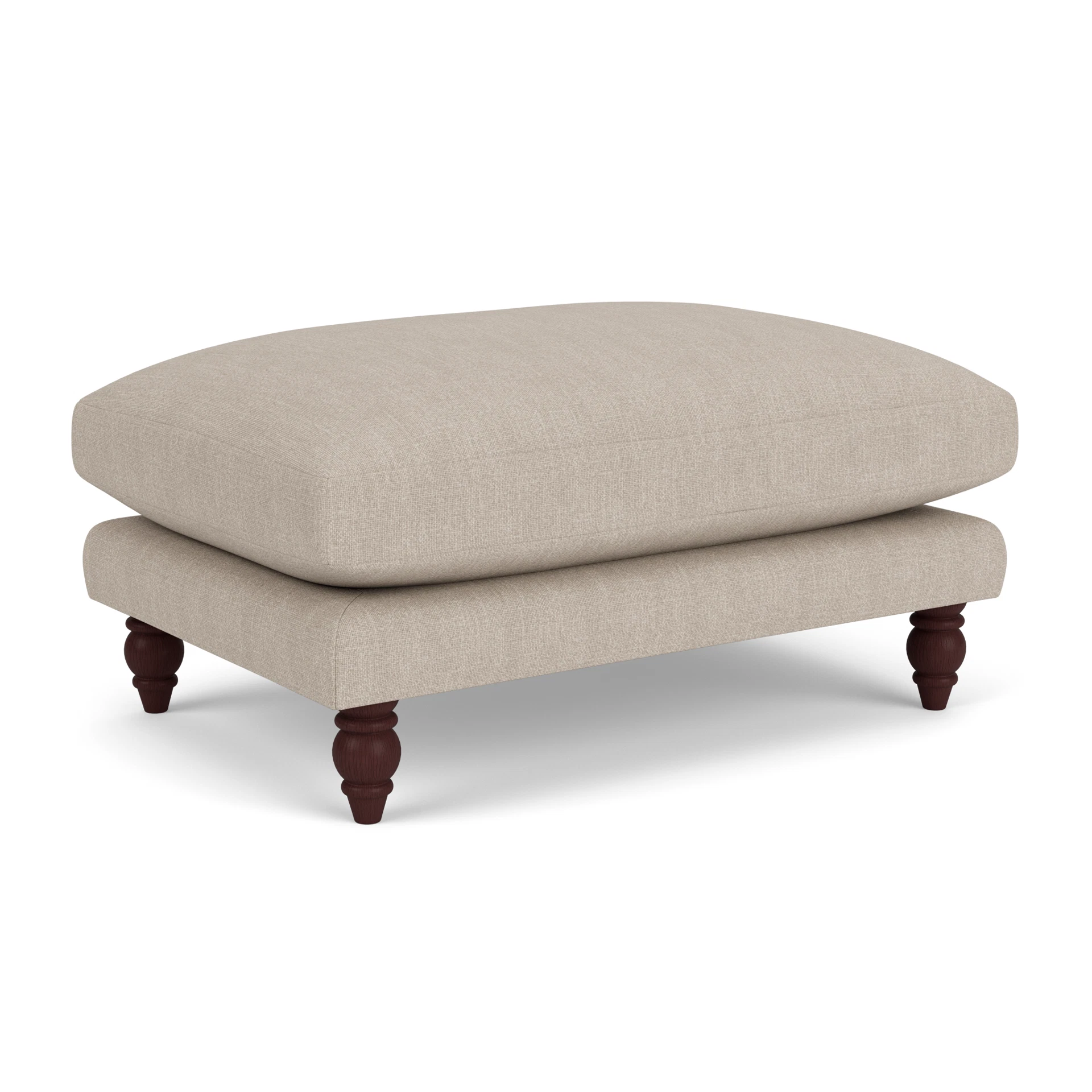 Emily Foot Stool in Luxury Italian Linen - Natural with Light legs