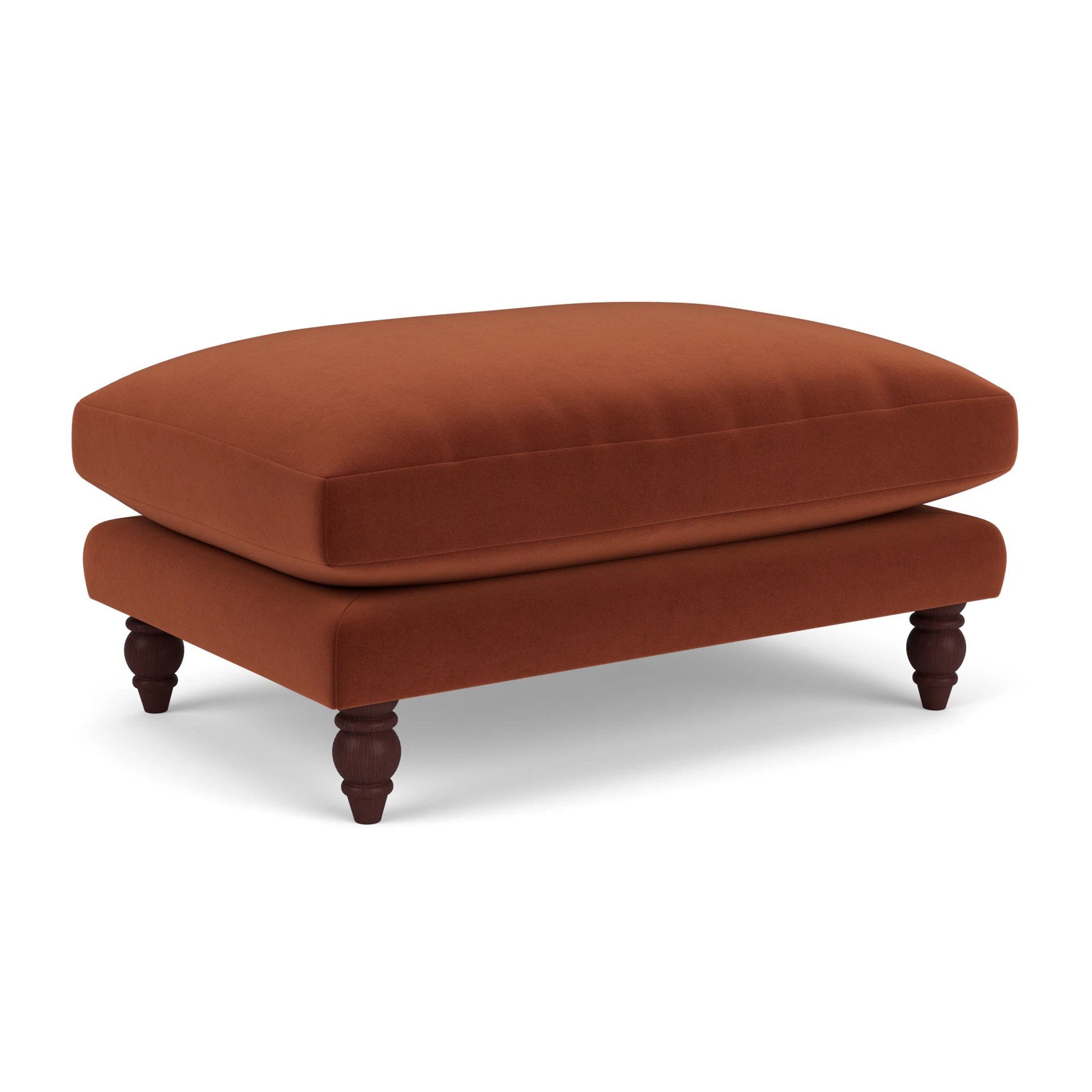Emily Foot Stool in Matt Velvet - Brick with Light legs
