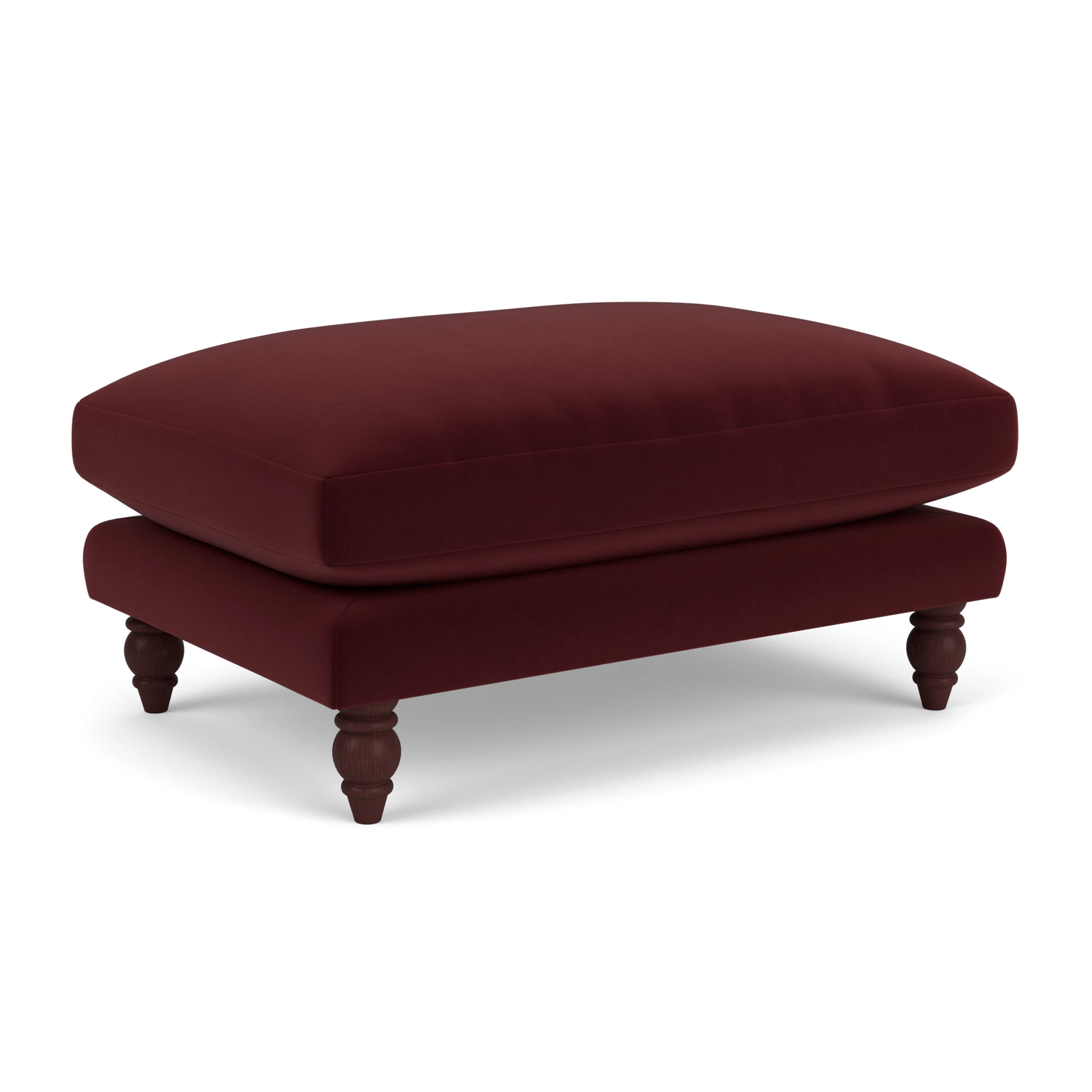 Emily Foot Stool in Matt Velvet - Dark Rosehip with Light legs