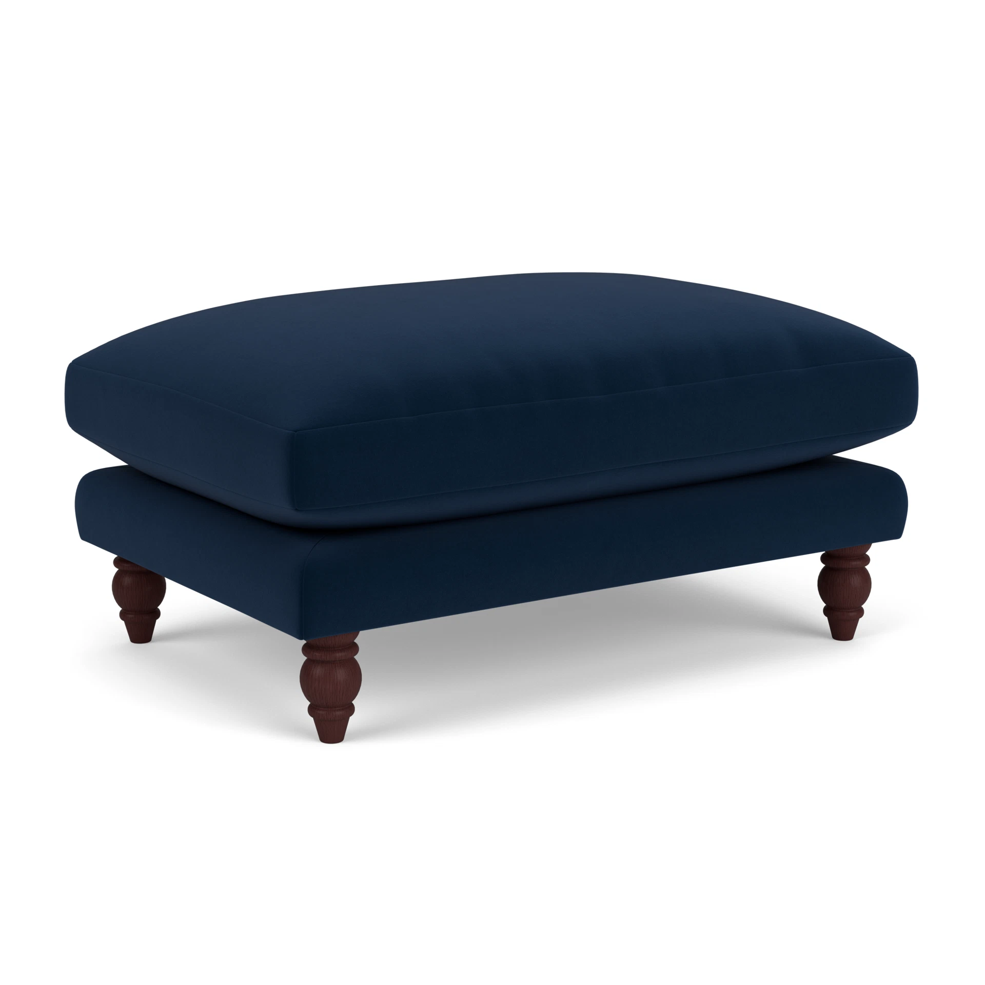 Emily Foot Stool in Matt Velvet - Deep Blue with Light legs