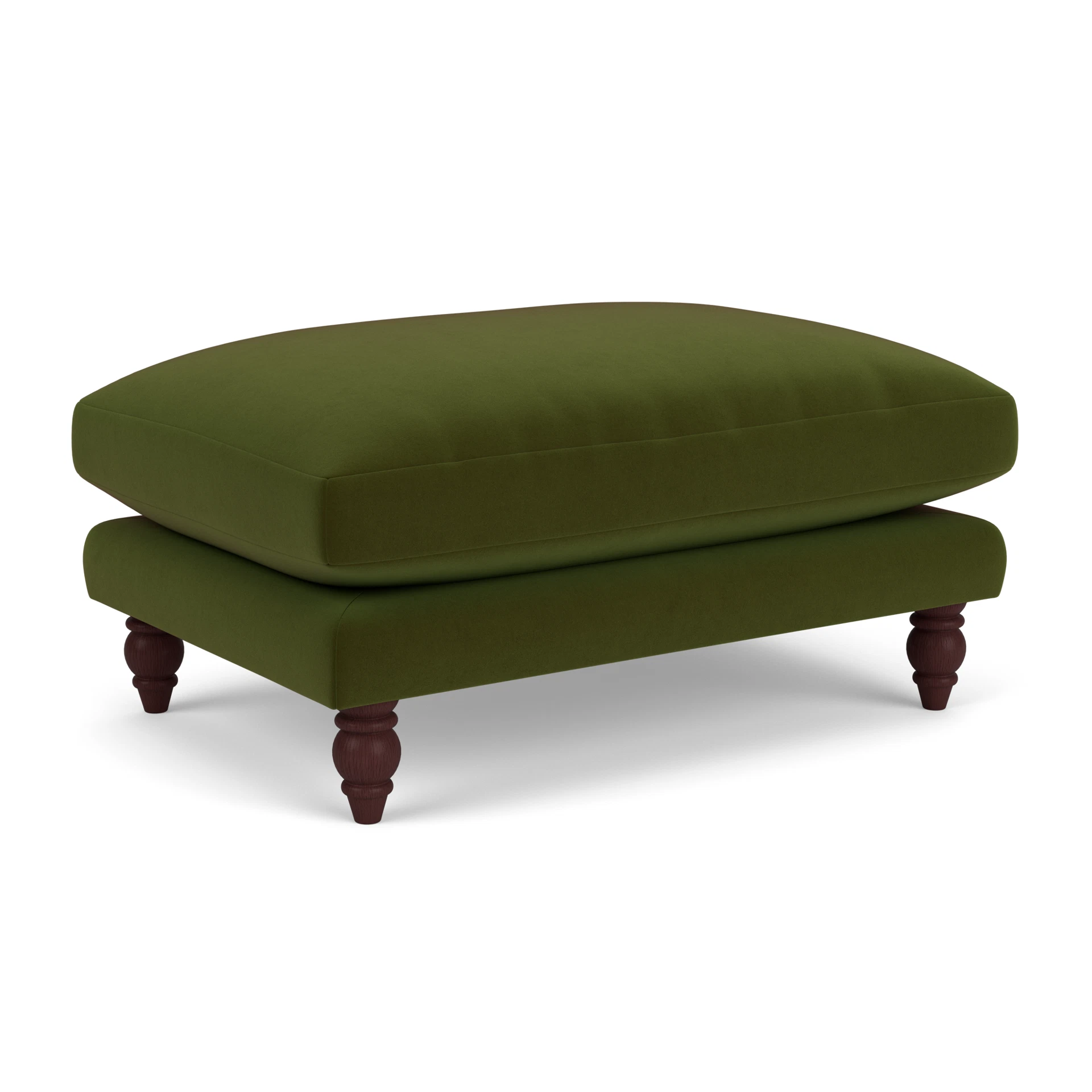 Emily Foot Stool in Matt Velvet - Forest Green with Light legs