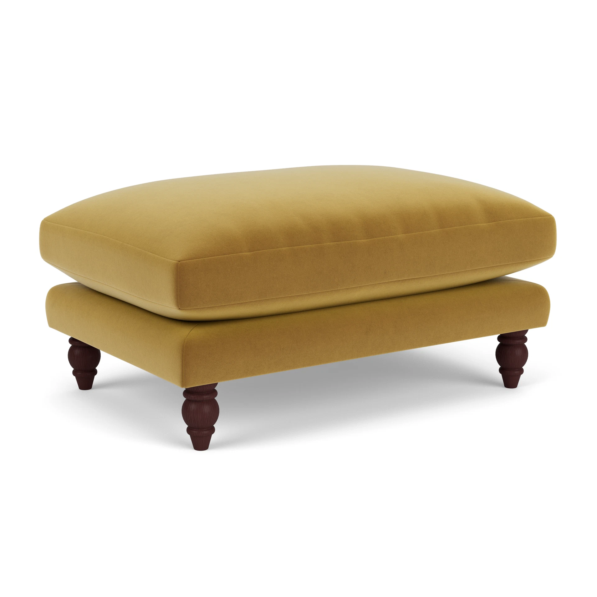 Emily Foot Stool in Matt Velvet - Mustard with Light legs